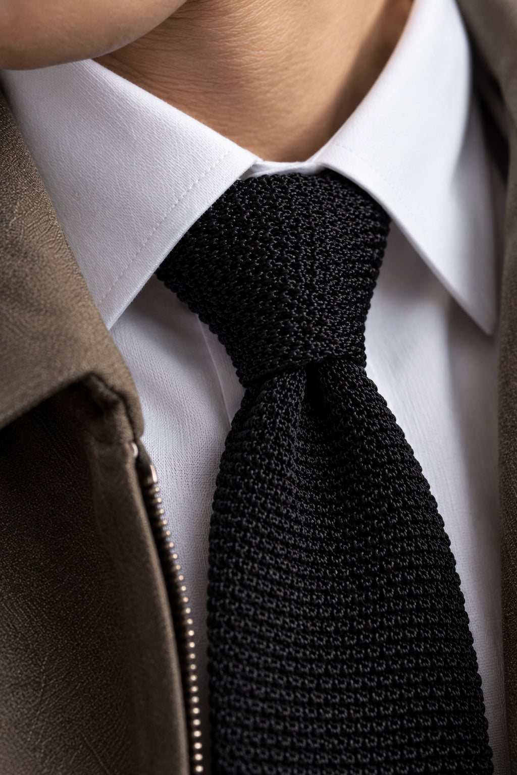 Mens Black Premium Textured Knitted Tie