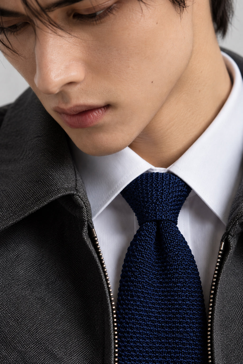 Mens Navy Premium Textured Knitted Tie