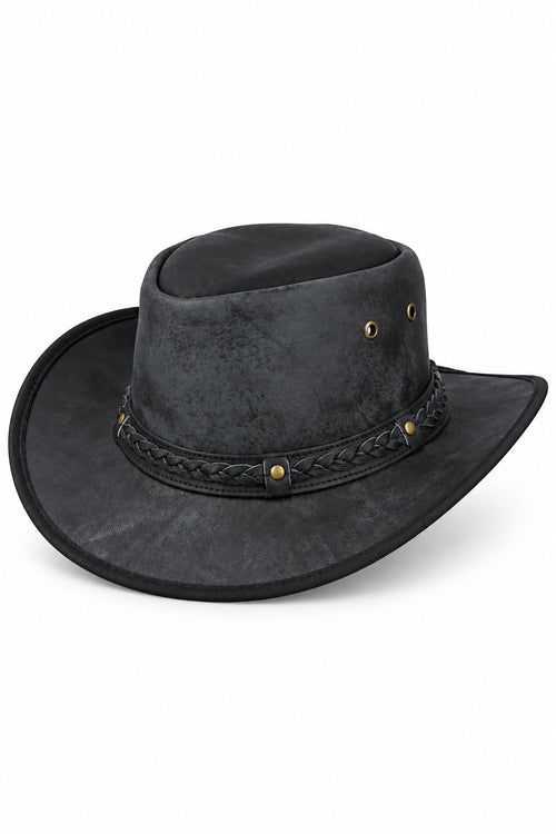 Gladwin Bond Black Leather Western Cowboy Hat
