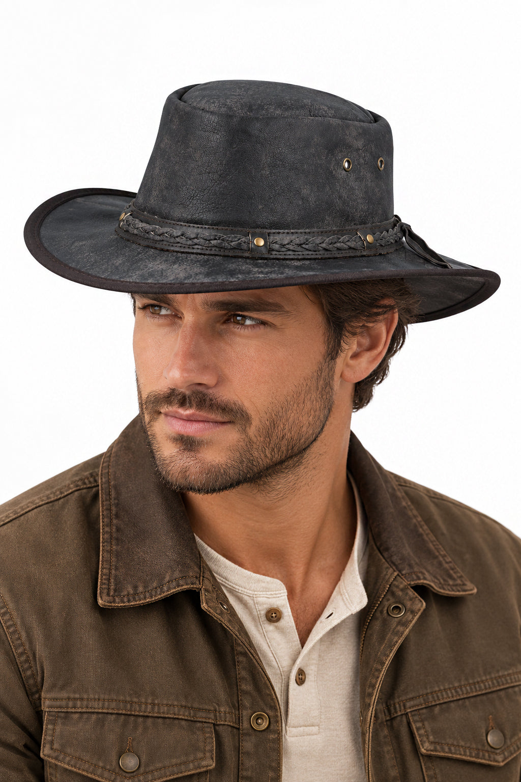 Gladwin Bond Brown Leather Western Cowboy Hat