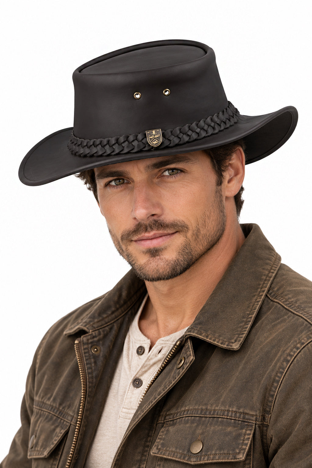Gladwin Bond Brown Leather Western Cowboy Hat