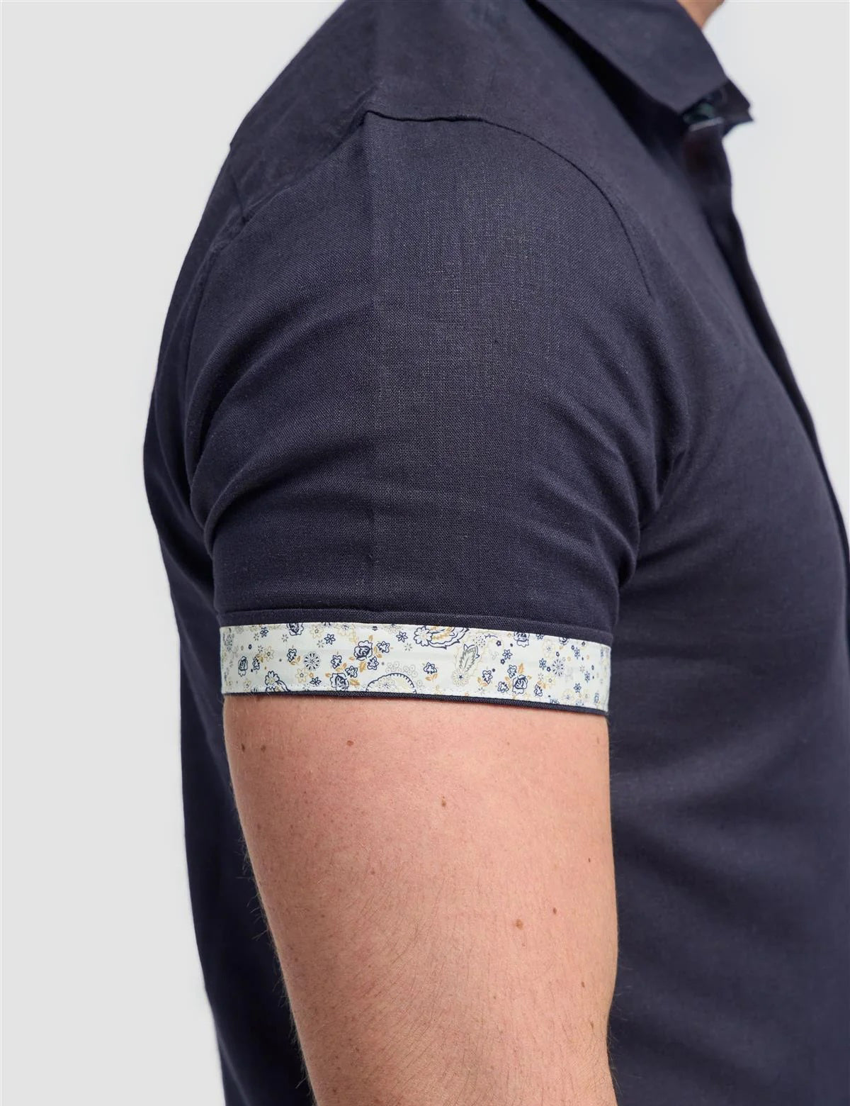 Short Sleeve Linen Blend Shirt Navy - Matera