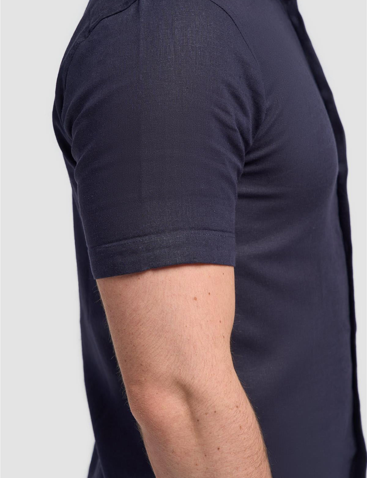 Short Sleeve Linen Blend Shirt Navy - Matera