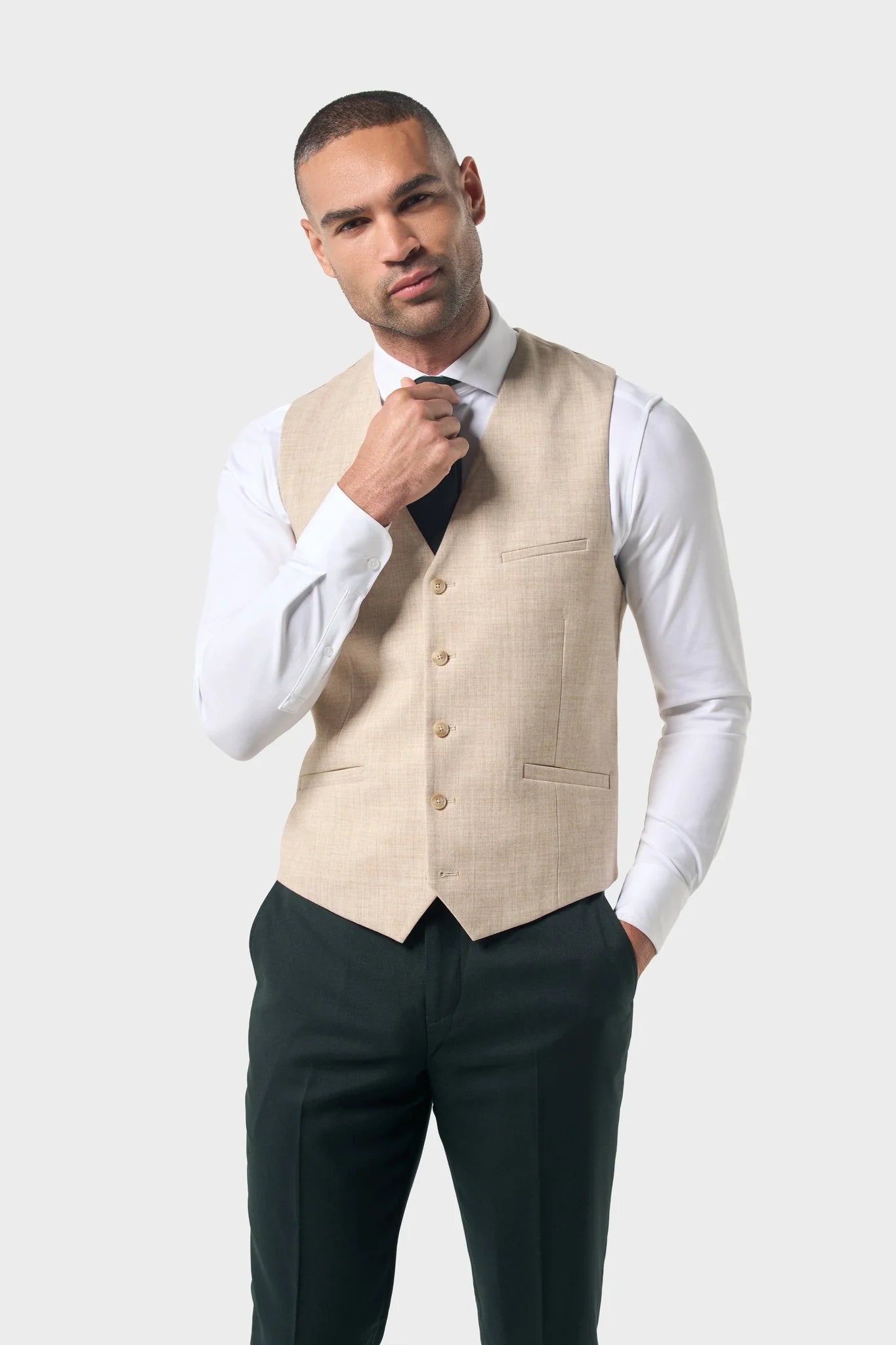 Cavani Malibu Forest Green Suit beige waistcoat