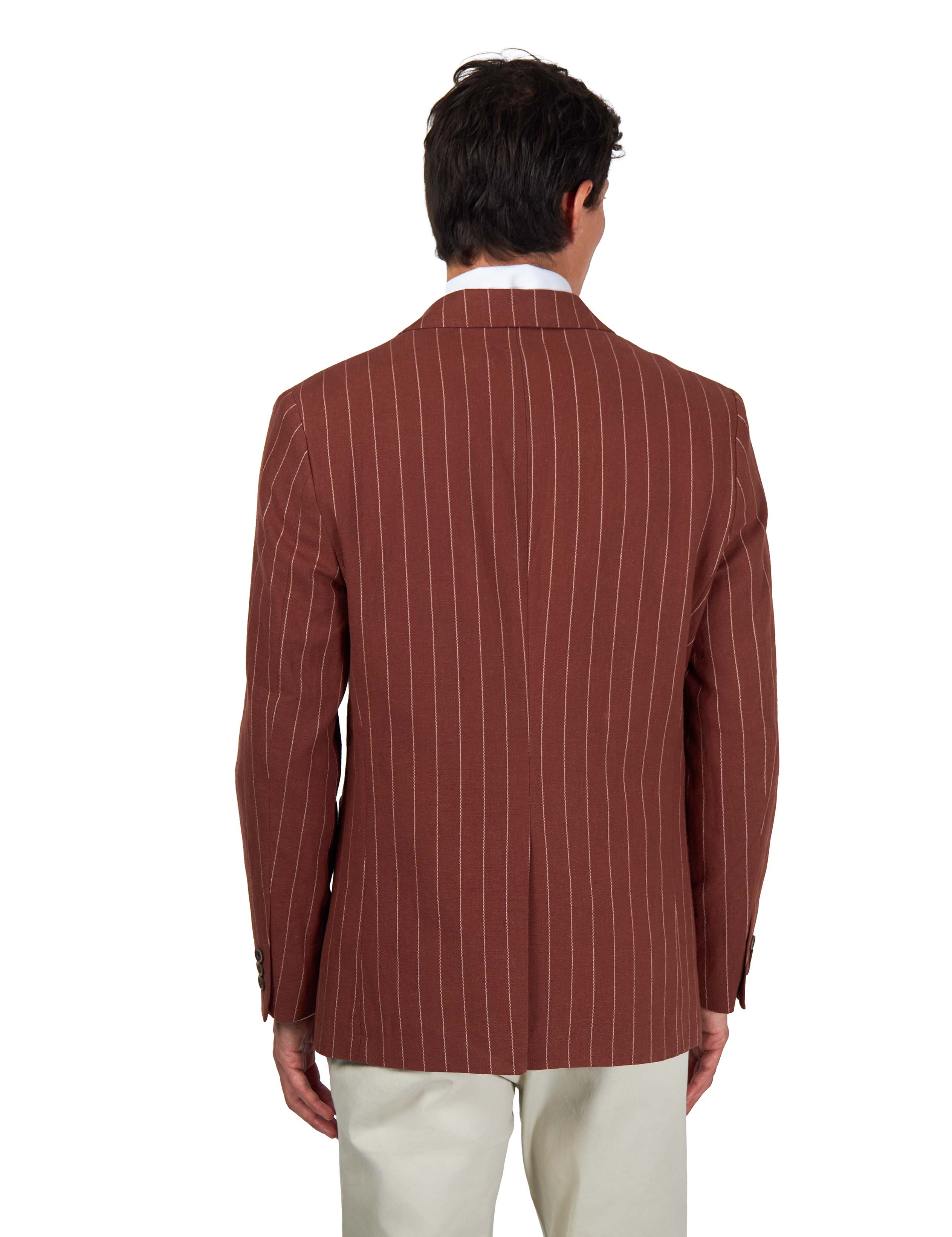 EDWIN – Rust Brown Tailored Pinstripe Linen Blazer