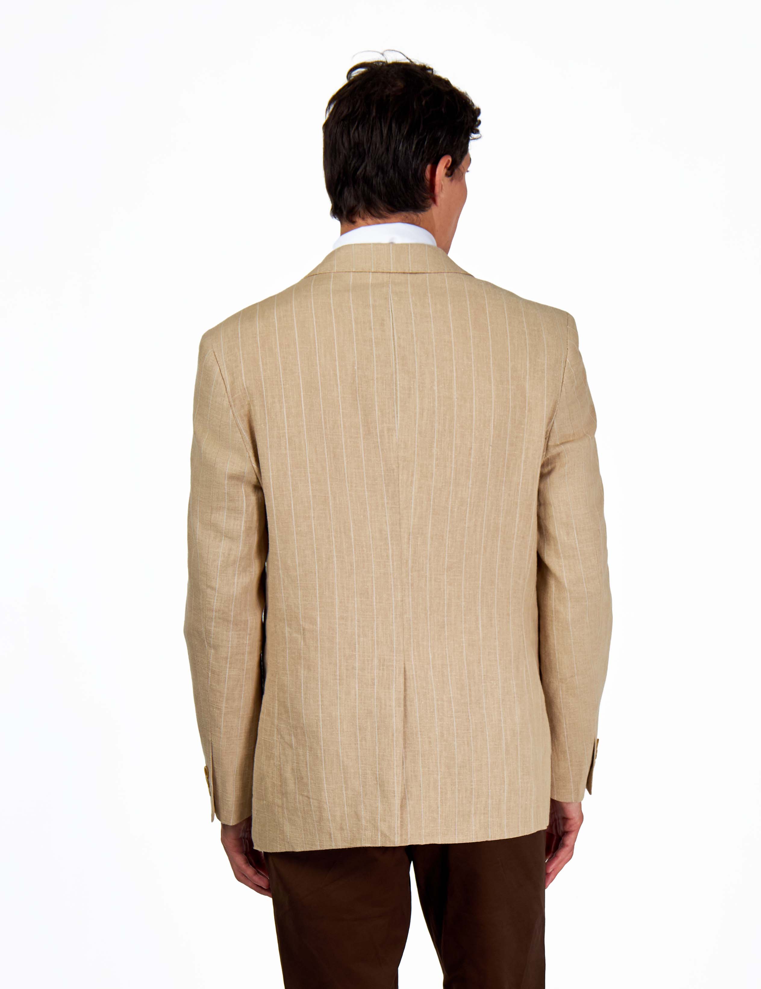 EDWIN – Beige Tailored Pinstripe Linen Blazer