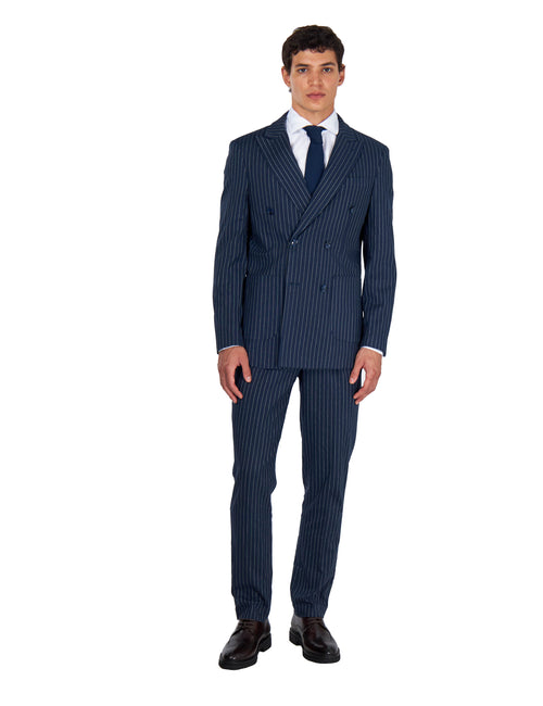 LLOYD – Double Breasted Navy Pinstripe Linen Suit