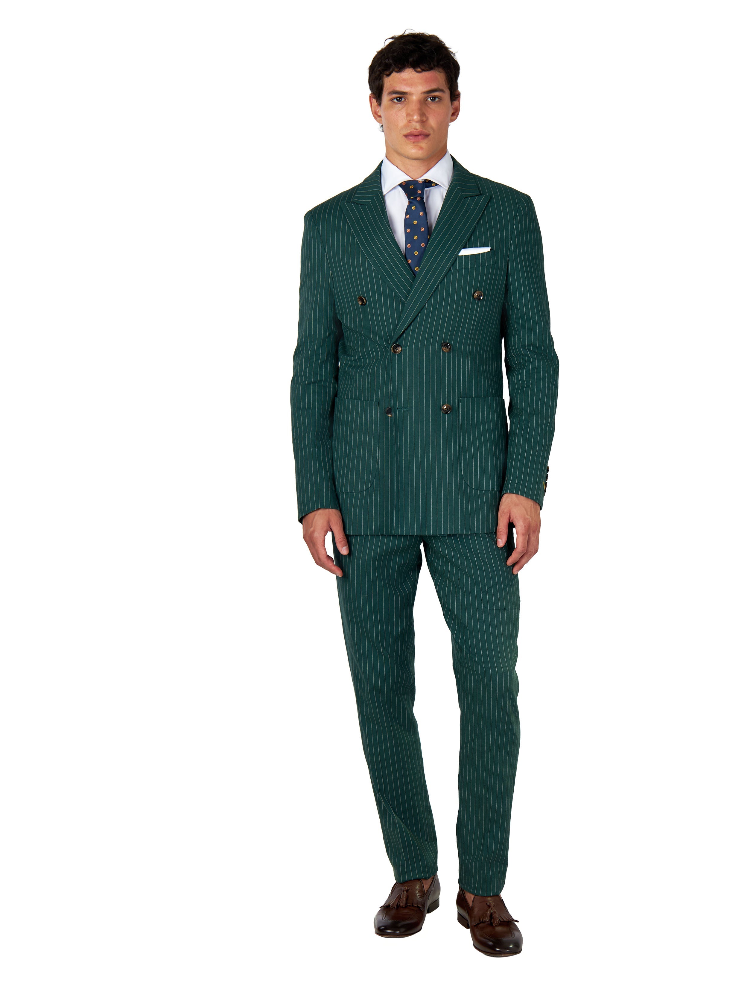 LLOYD – Double Breasted Green Pinstripe Linen Suit