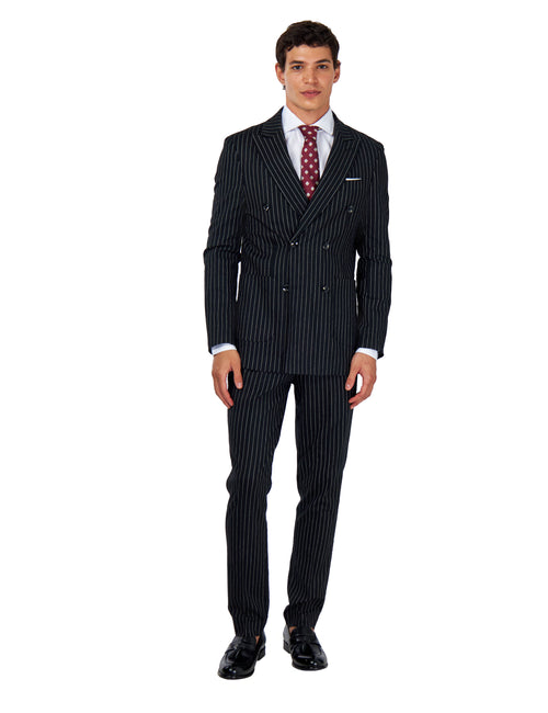 LLOYD – Black Pinstripe Double Breasted Linen Suit