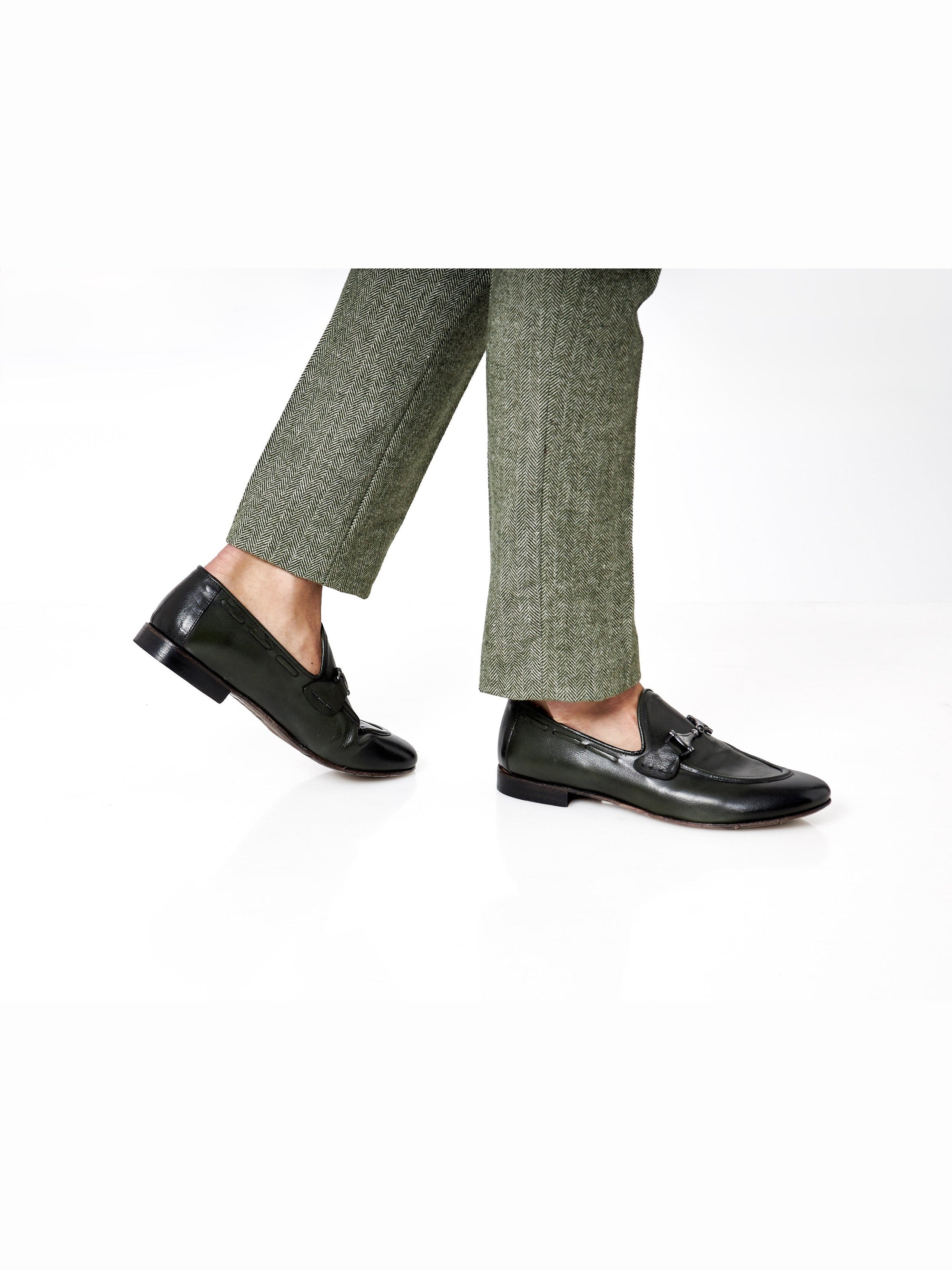 NAPLES 02 - ITALIAN LEATHER SNAFFLE BIT LOAFER IN GREEN