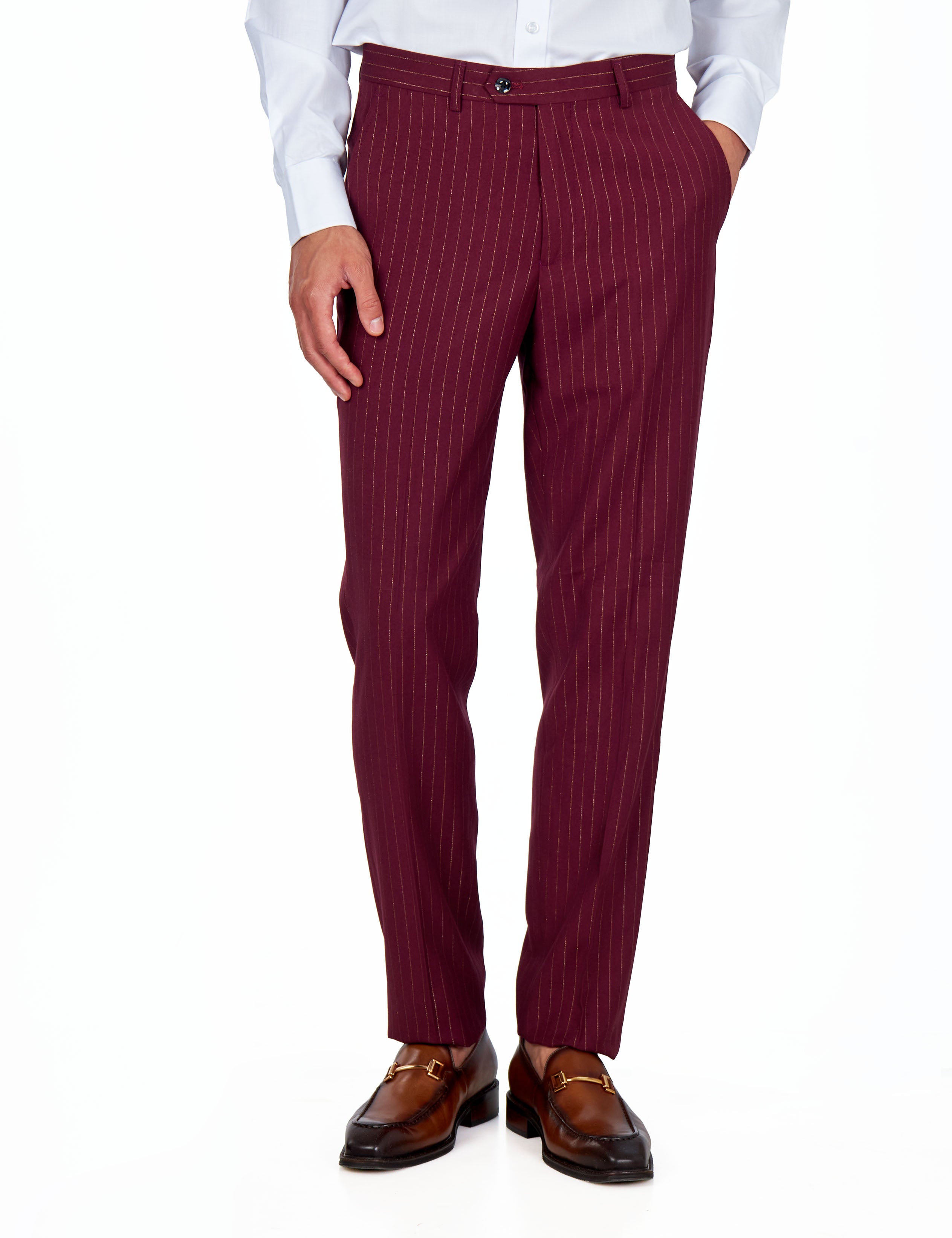 NEIL - Mens Black 3-Piece Suit Fine Gold Pinstripes Tailored Fit