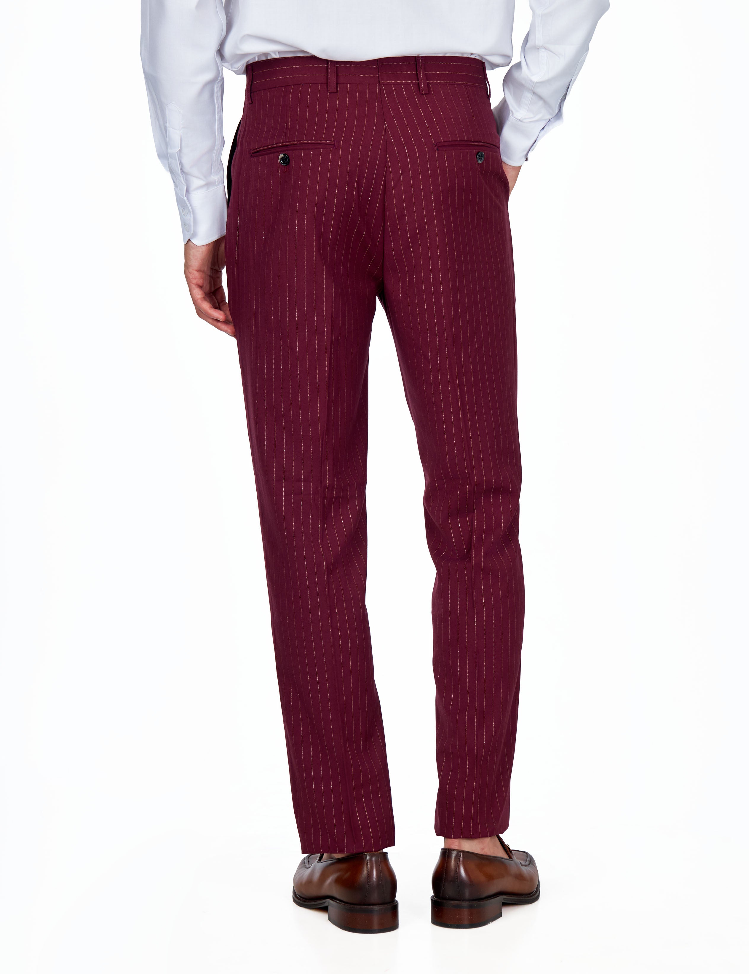NEIL - Mens Black 3-Piece Suit Fine Gold Pinstripes Tailored Fit