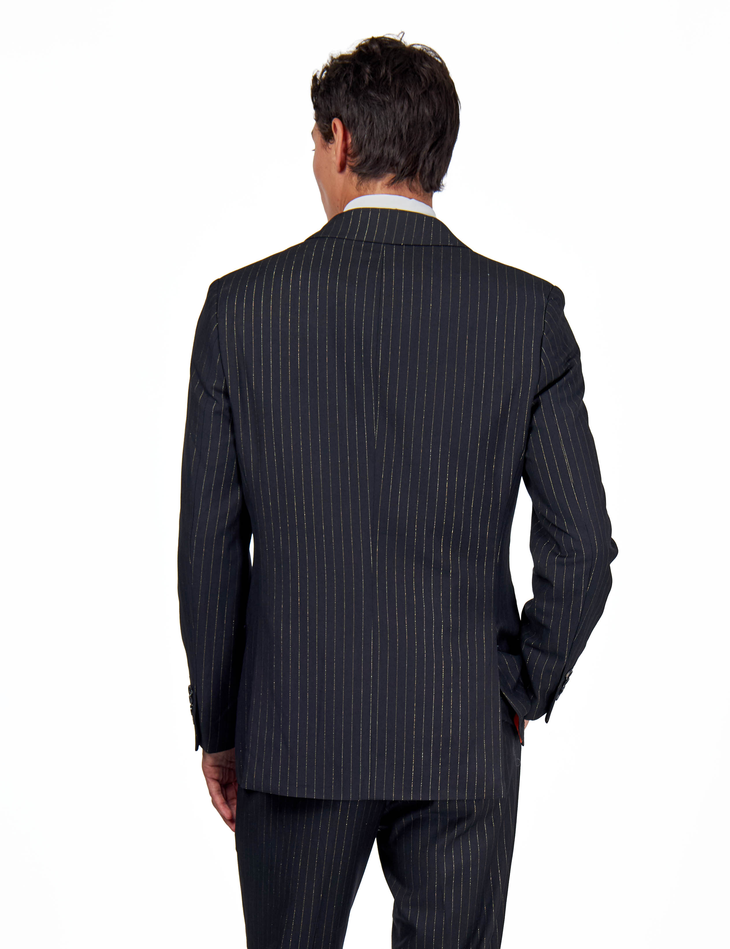 NEIL – Mens Black Gold Pinstripe Blazer Tailored Fit Jacket