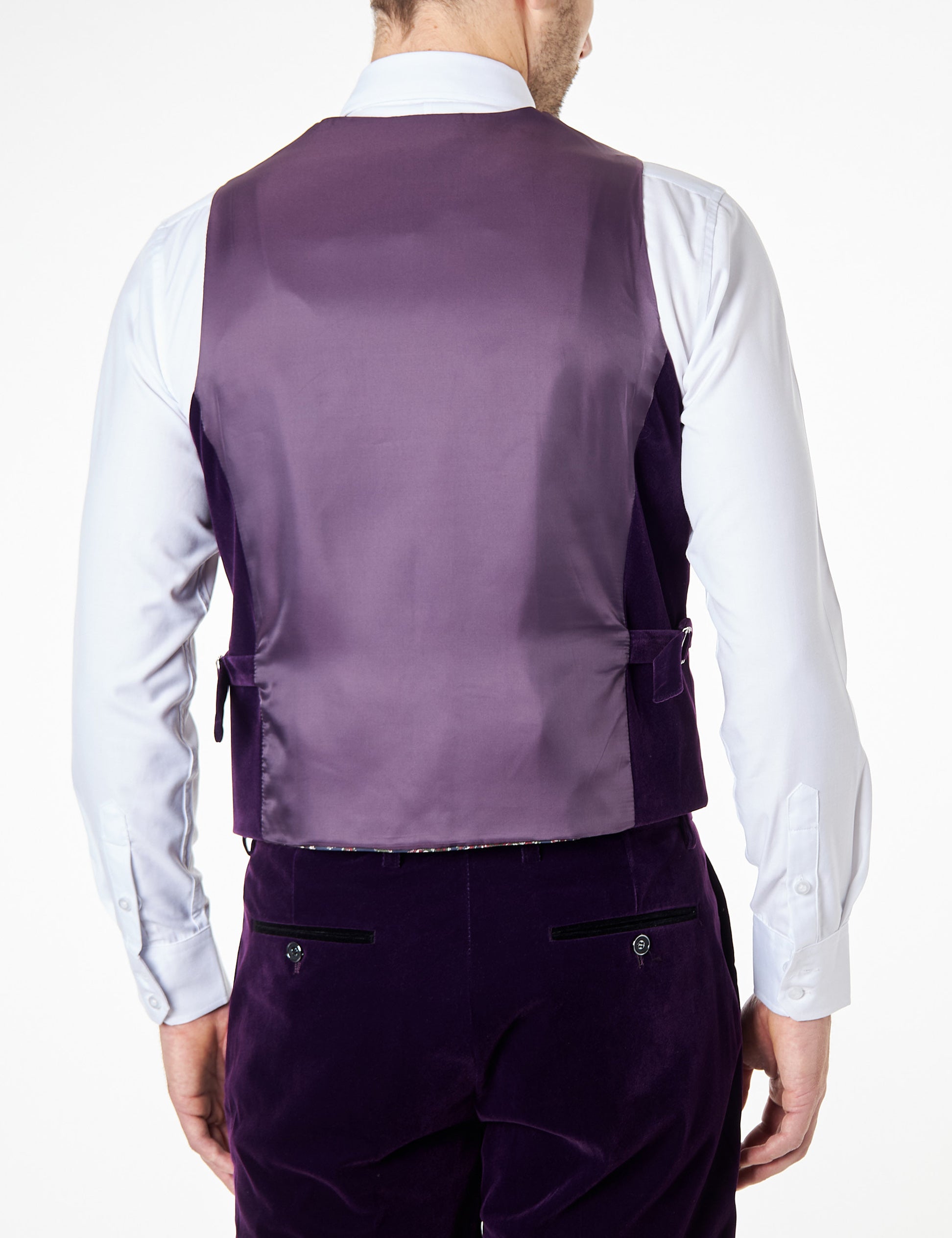 RICKY Purple Velvet Plain Waistcoat