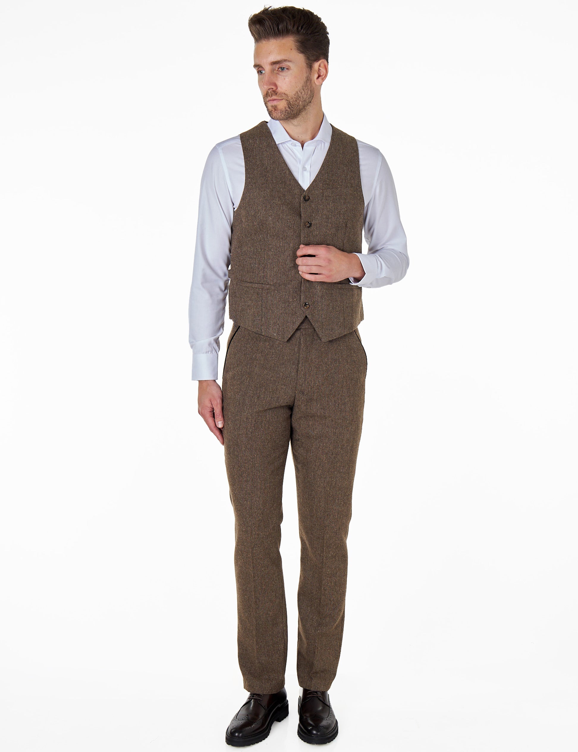 JIM - TWEED BROWN WAISTCOAT