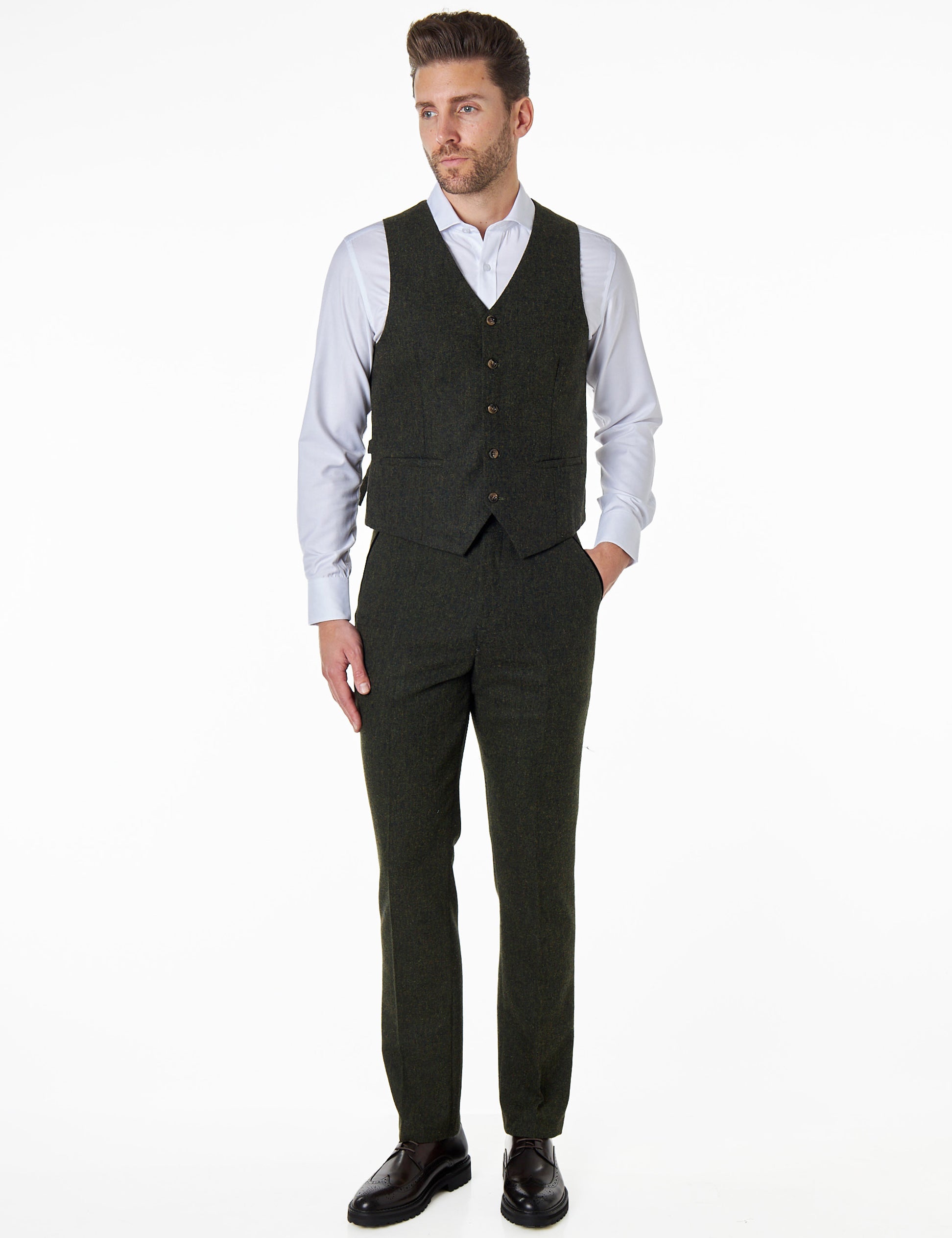 JIM - TWEED GREEN WAISTCOAT