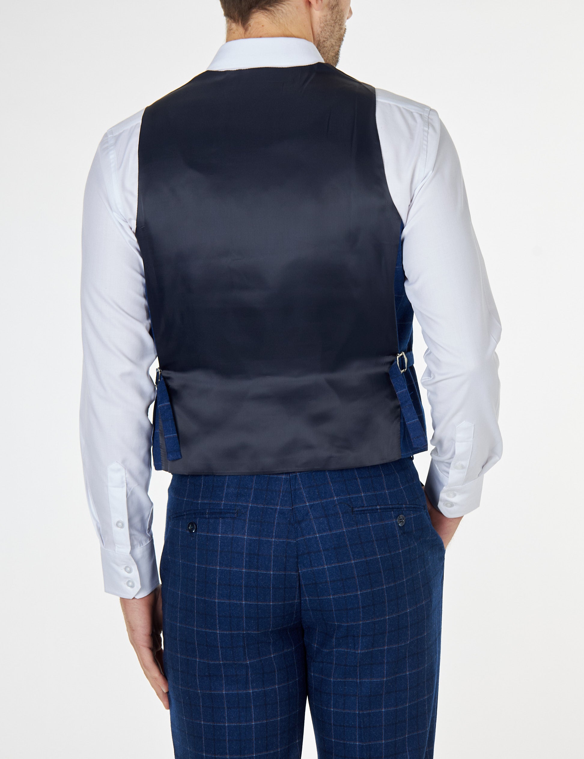 LUKE - BLUE GRID CHECK WAISTCOAT