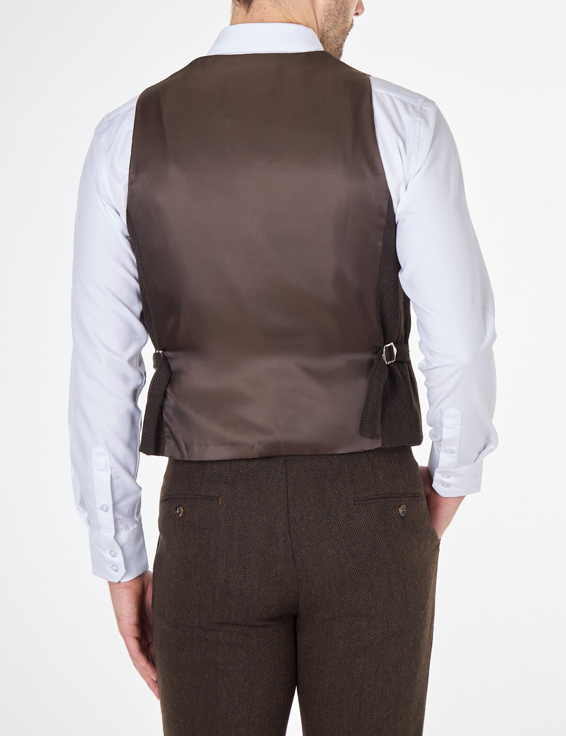 TYLER - TWEED HERRINGBONE BROWN WAISTCOAT