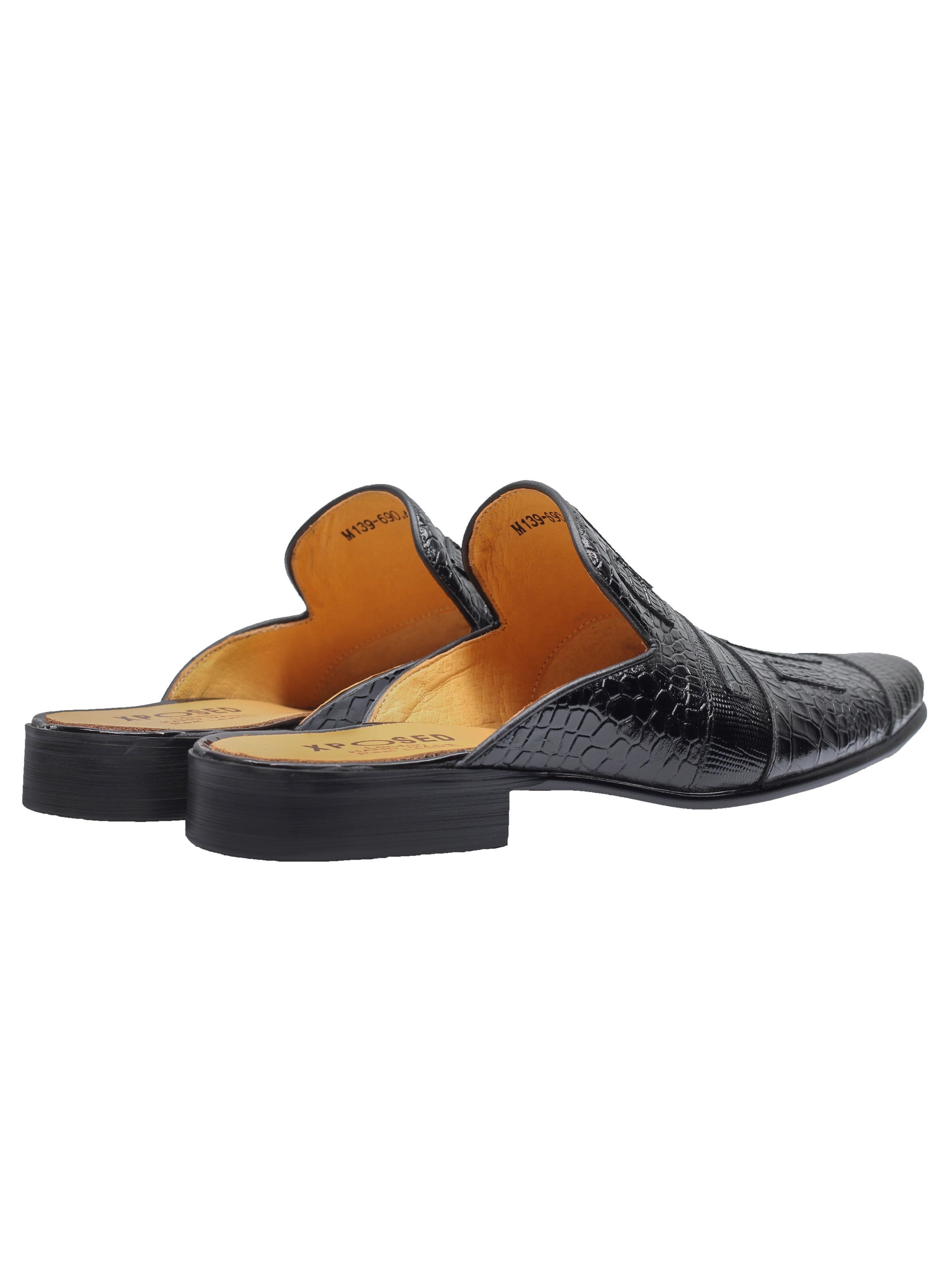 DEMI-CHAUSSURES EN CUIR VÉRITABLE IMPRIMÉ NOIR