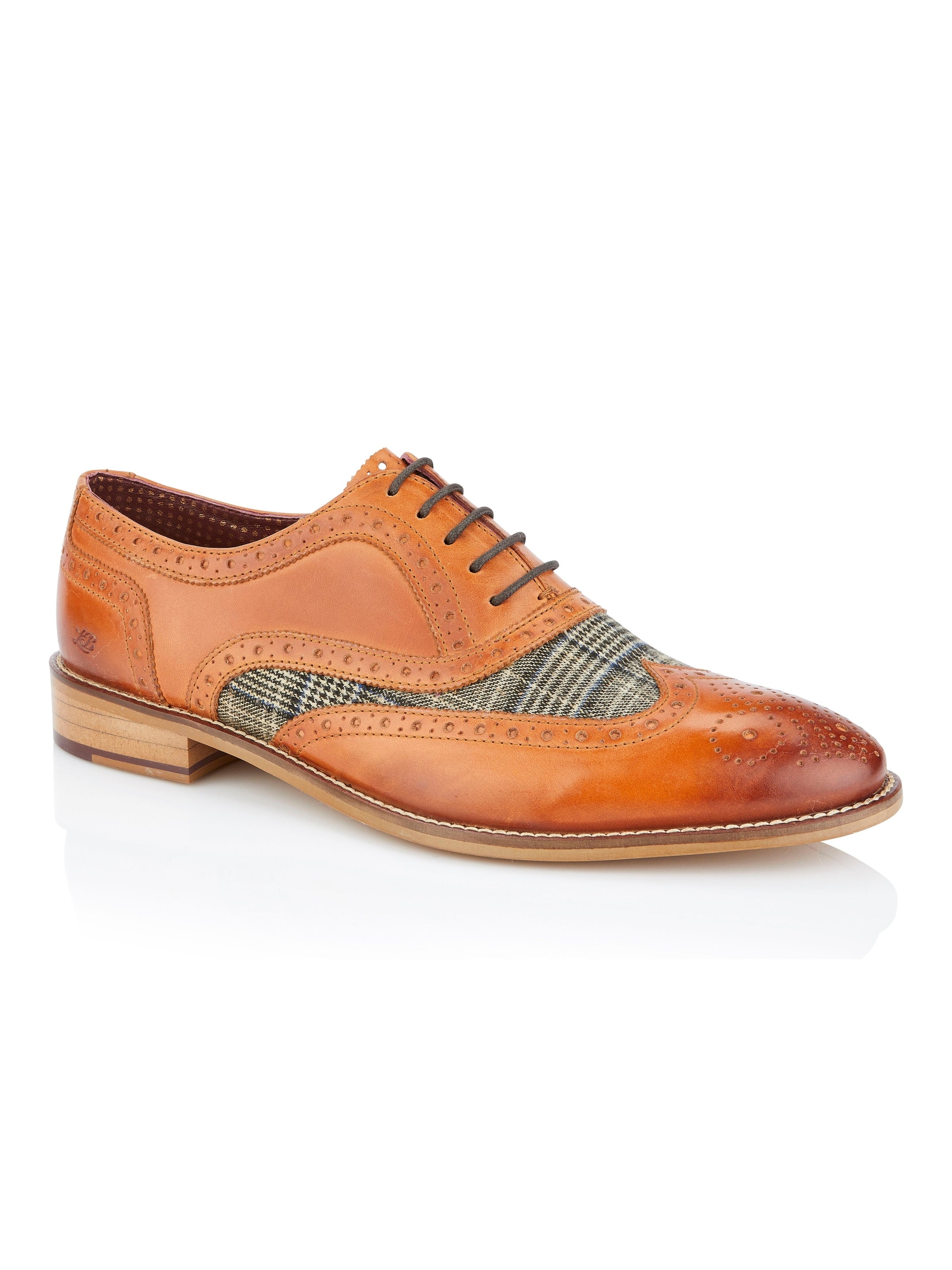TAN GREY TWEED OXFORD BROGUES