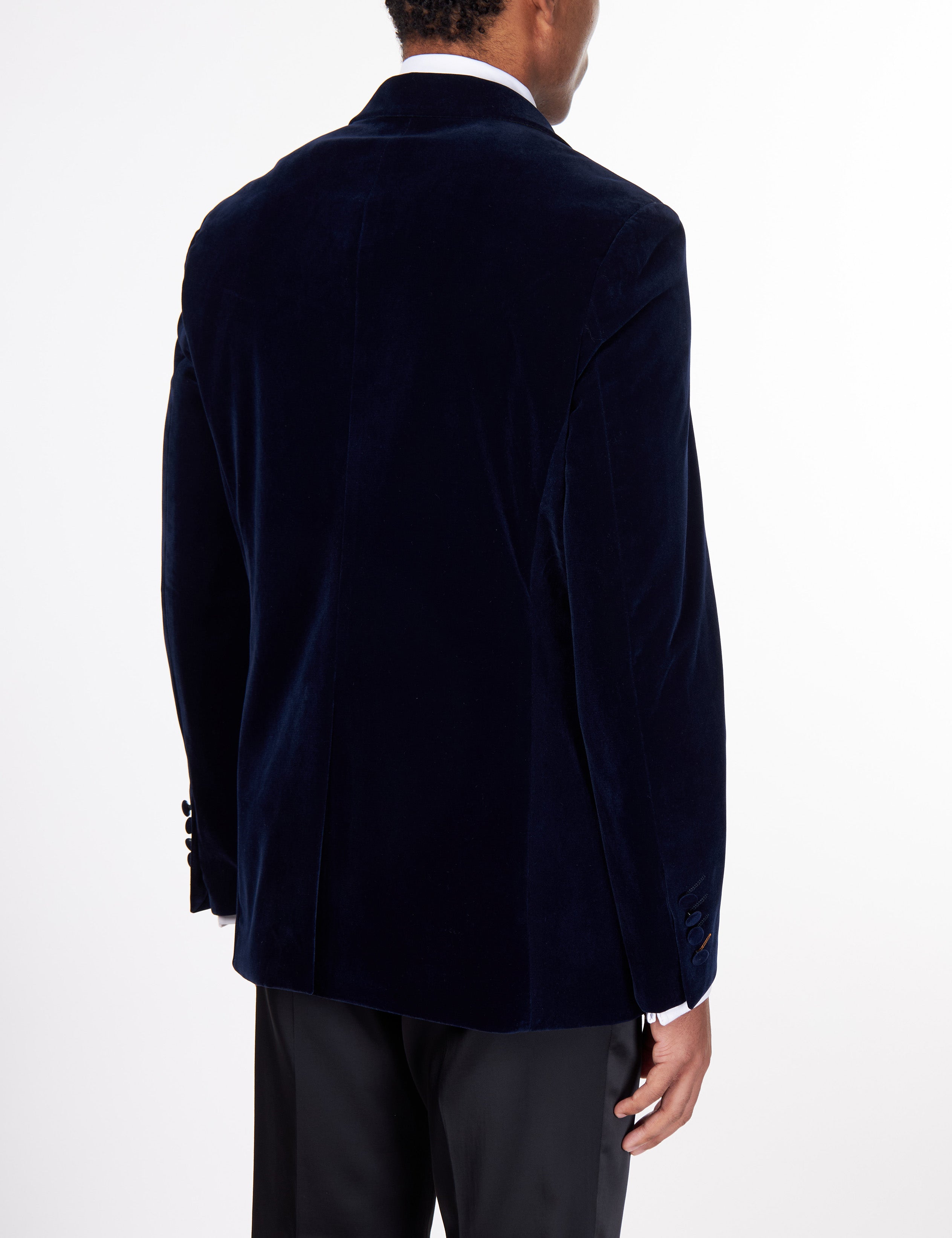 STAN – NAVY VELVET TUXEDO SMOKING JACKET