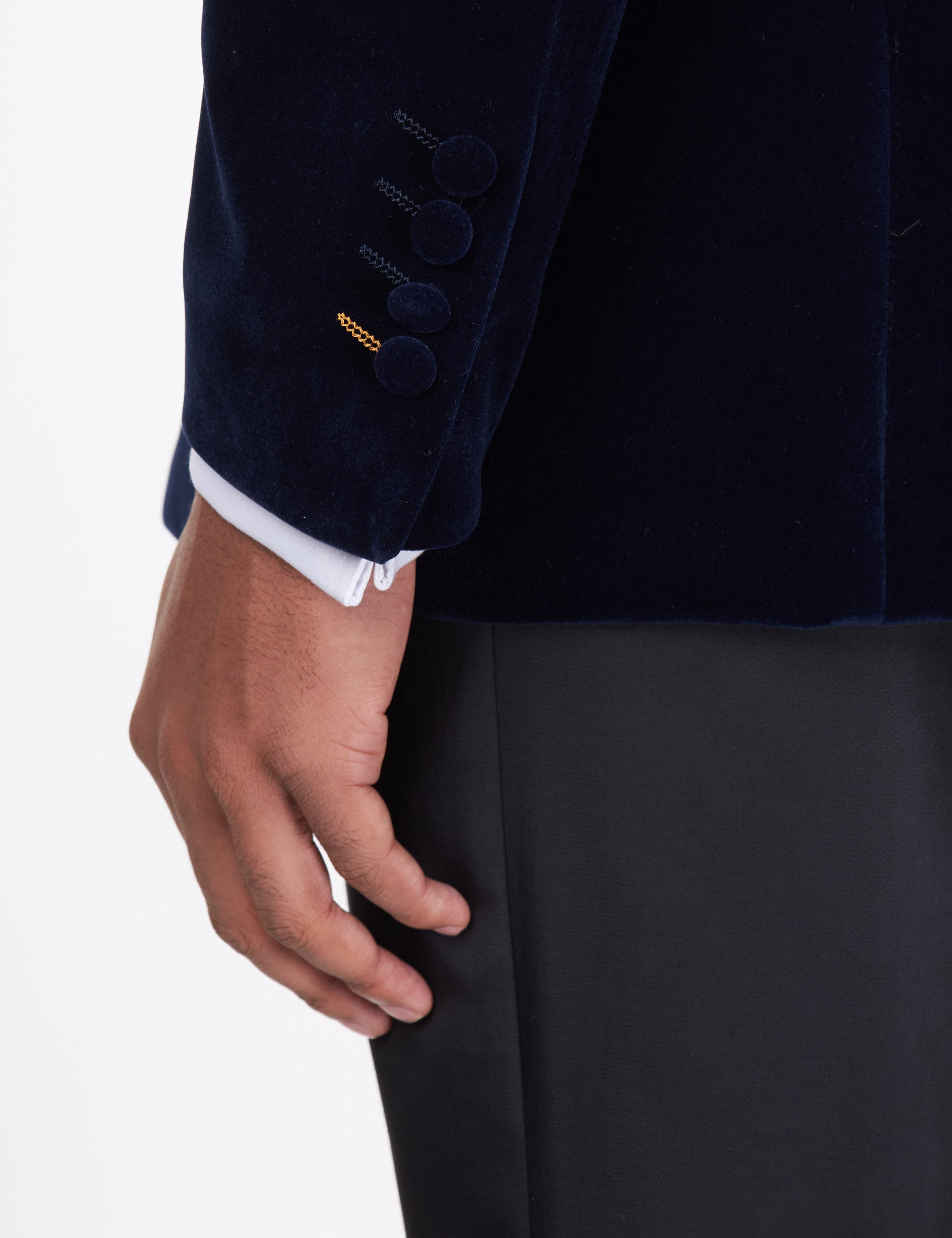 STAN – NAVY VELVET TUXEDO SMOKING JACKET