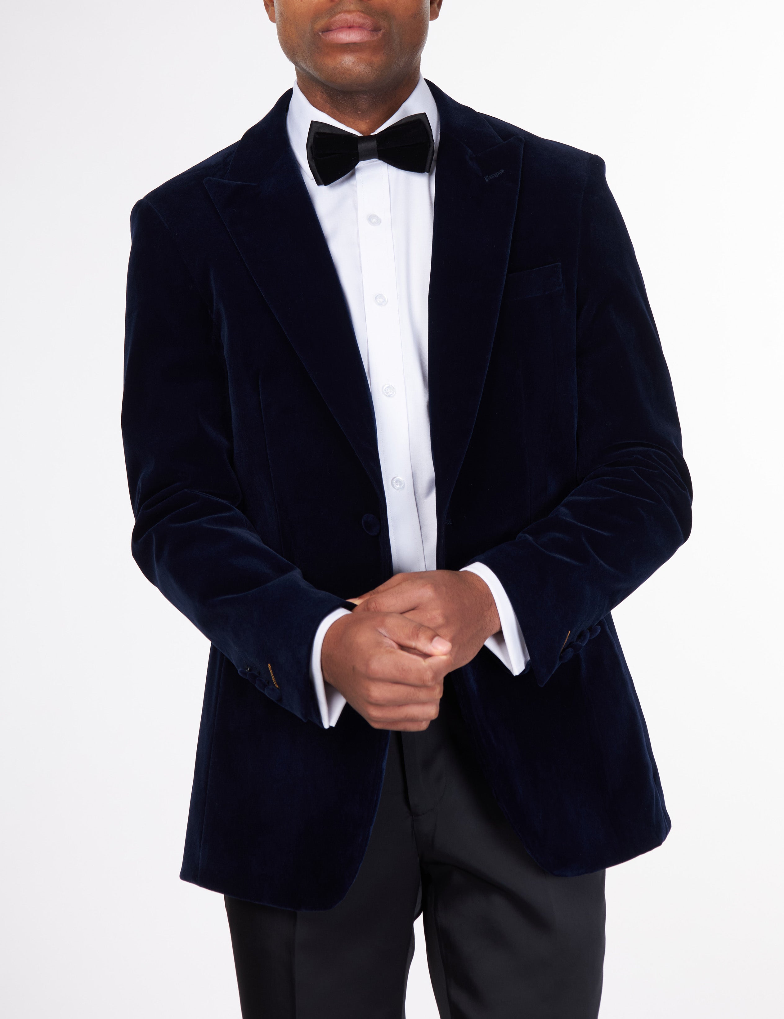 STAN – NAVY VELVET TUXEDO SMOKING JACKET