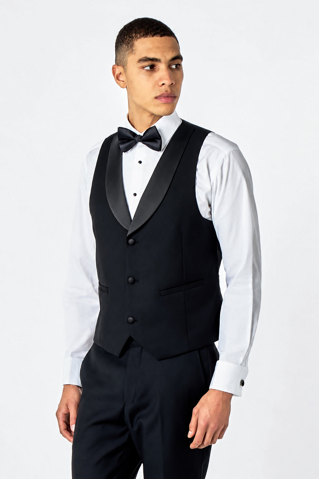 ALINO – Blue & Silver Printed Three Piece Wedding Suit with Black Waistcoat