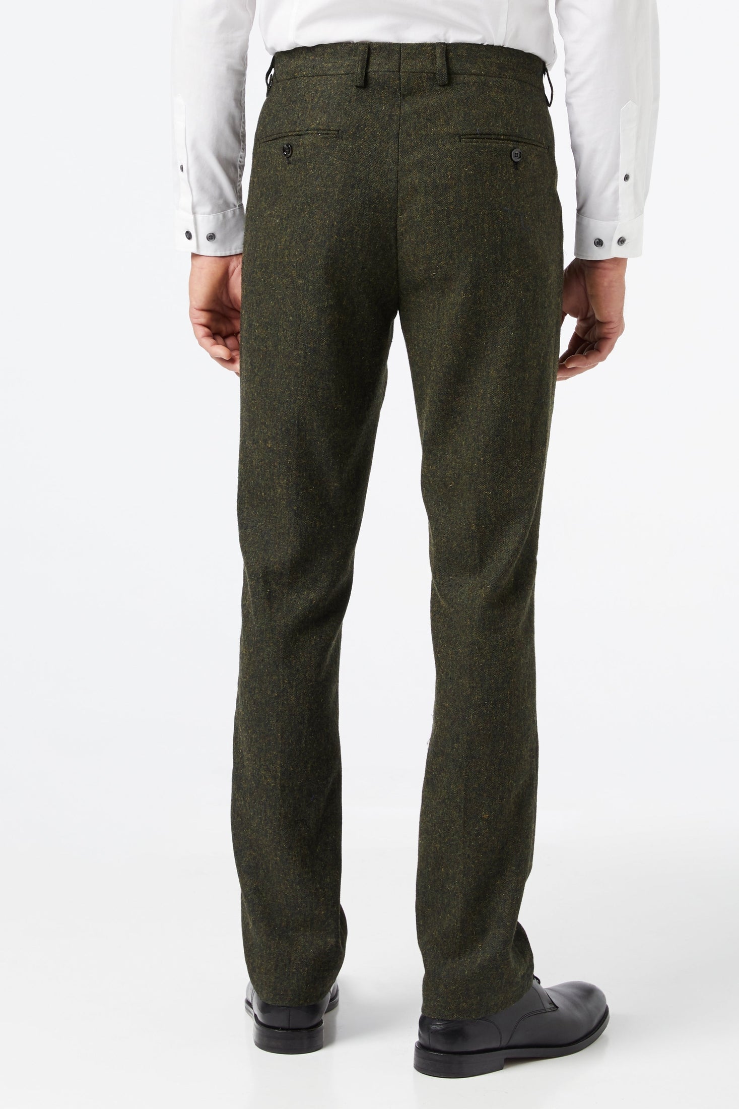 Men’s Classic Green Tweed Trousers Vintage Styled Tailored Fit Formal Suit Pants
