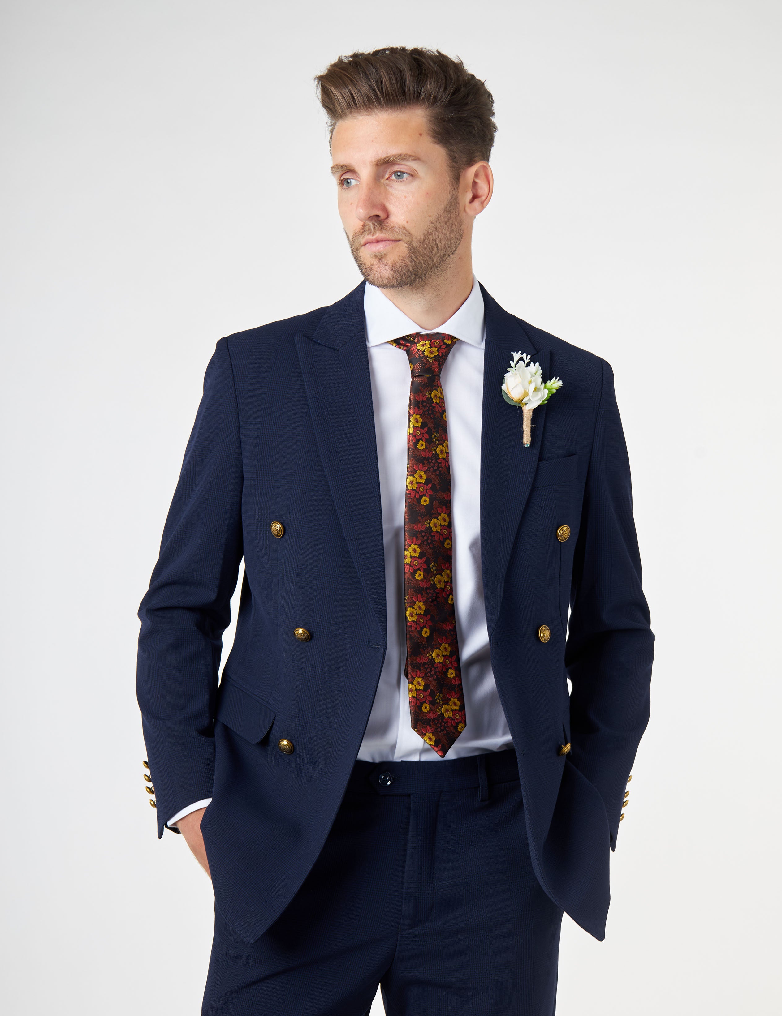 FINLEY Prince of Wales Checks Double Breasted Suit