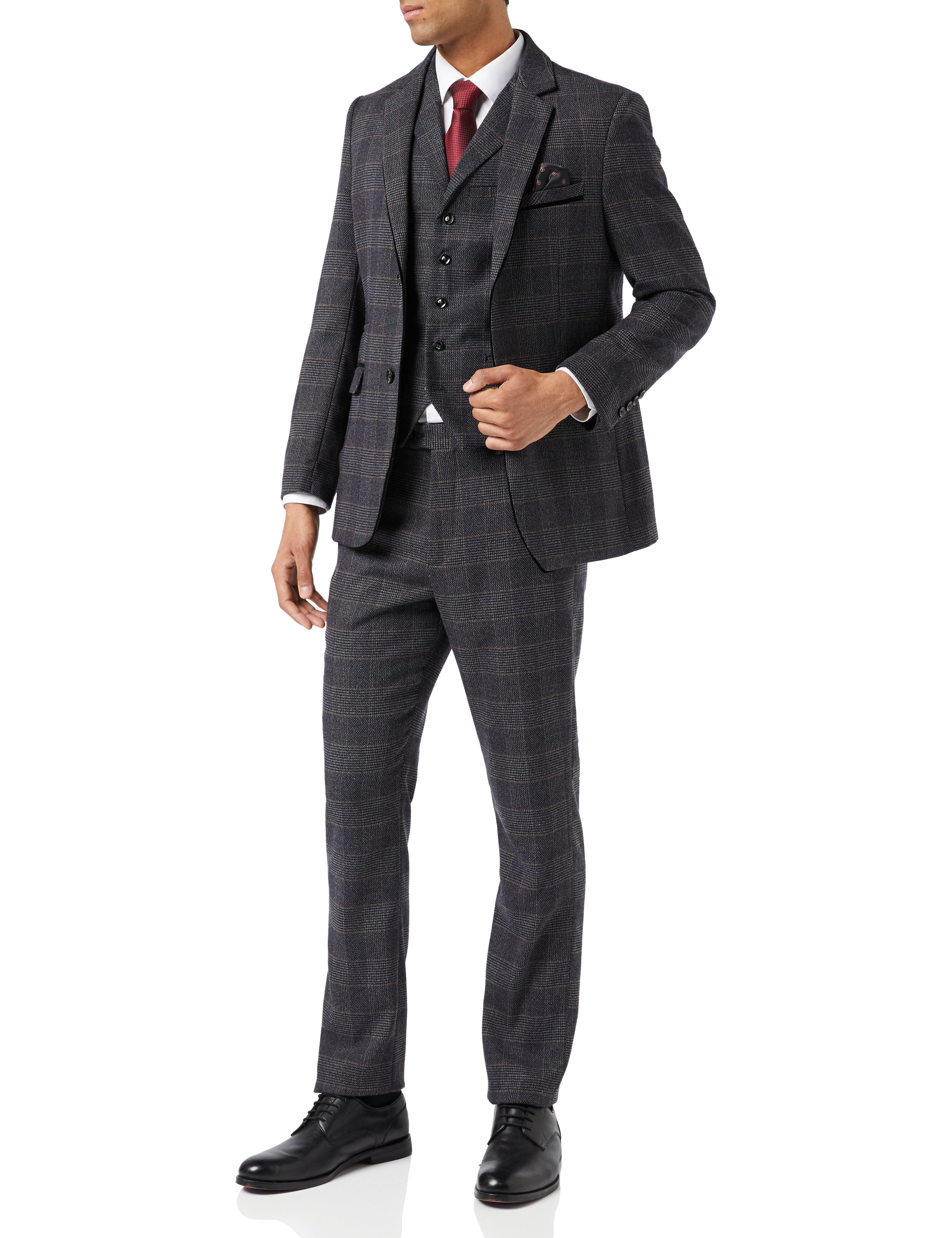 ETHAN - GREY TWEED CHECK SUIT JACKET & WAISTCOAT