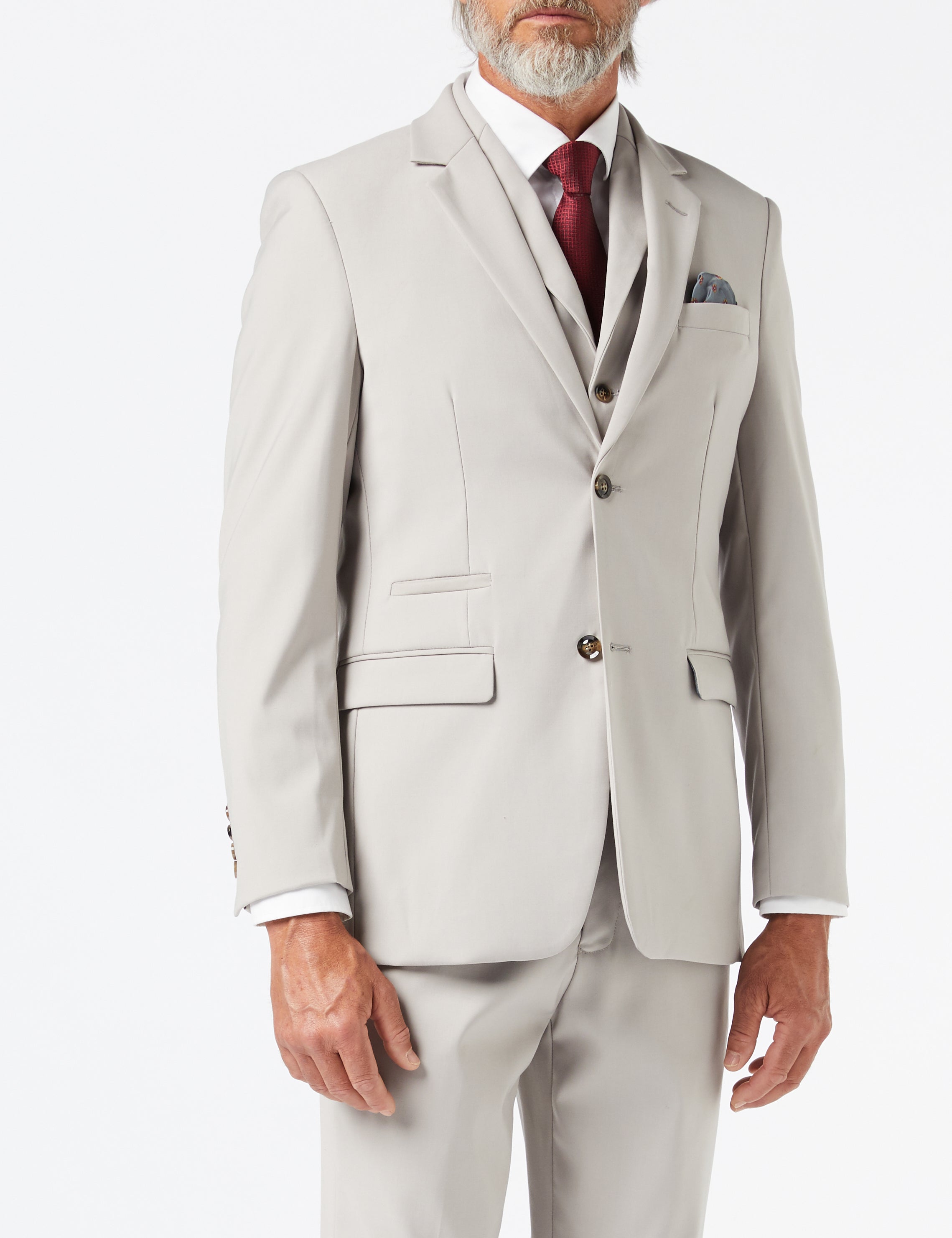 GRAHAM - BEIGE BUSINESS SUIT JACKET & WAISTCOAT