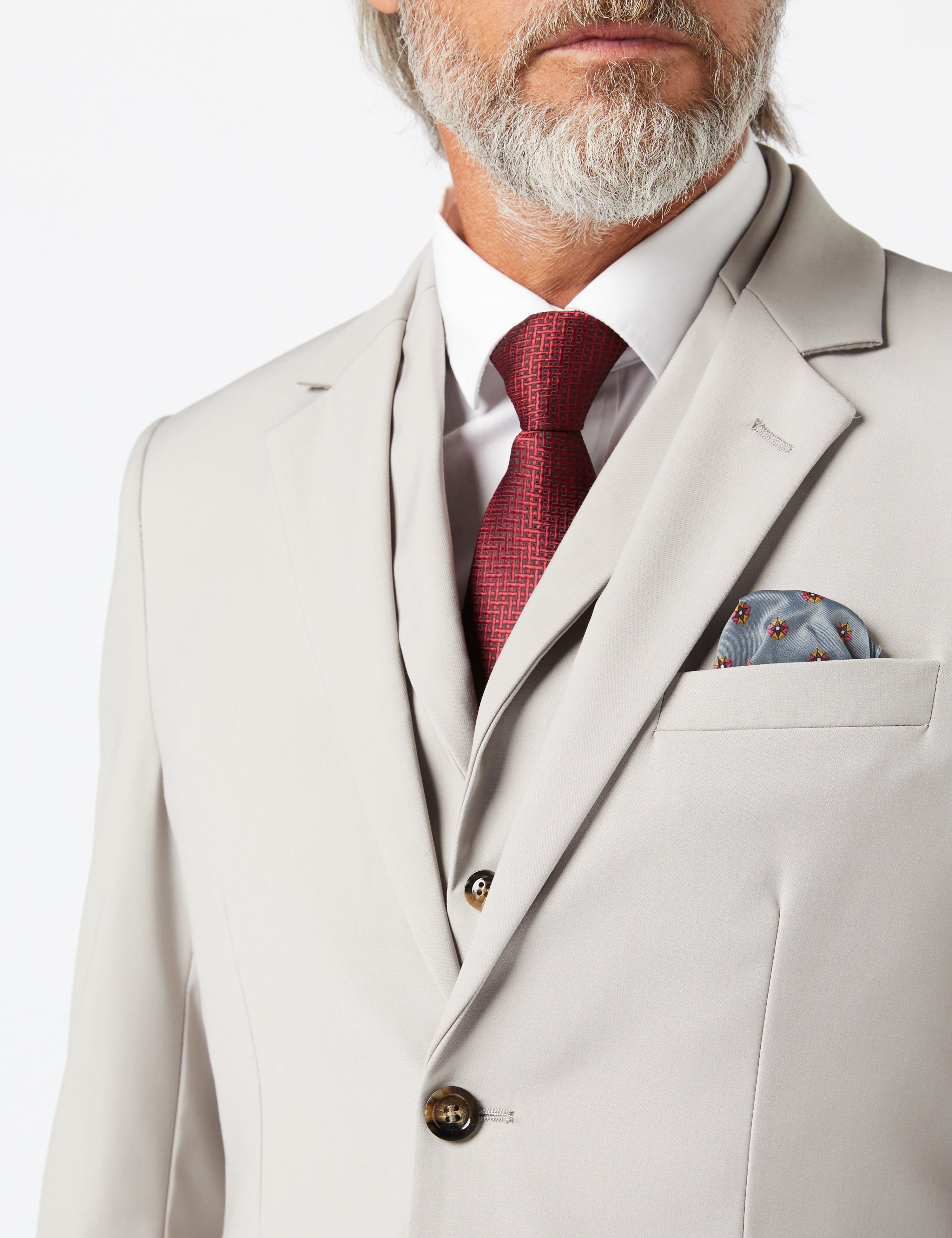 GRAHAM - BEIGE BUSINESS SUIT JACKET & WAISTCOAT