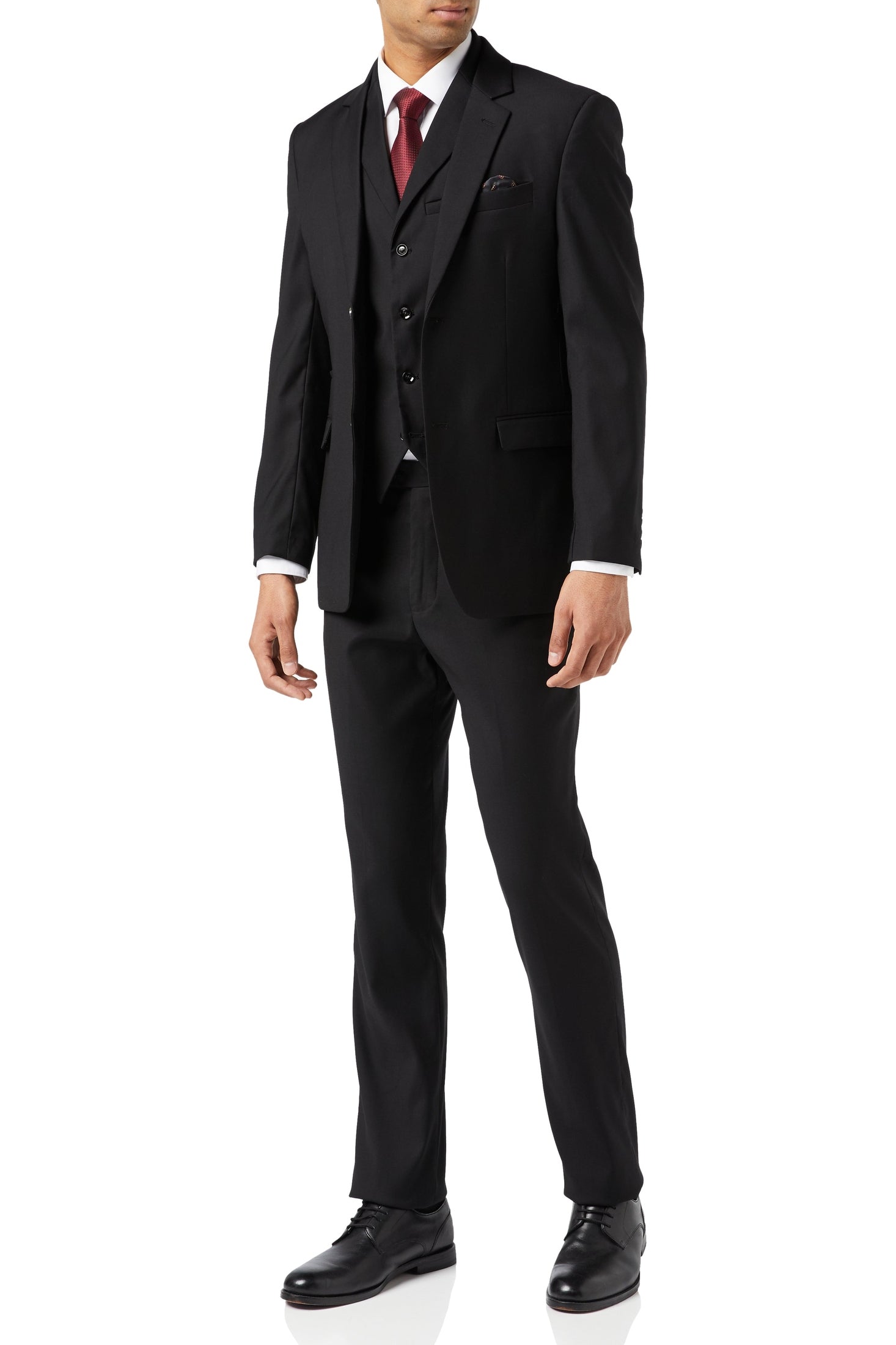 GRAHAM - BLACK SINGLE BREASTED JACKET & WAISTCOAT