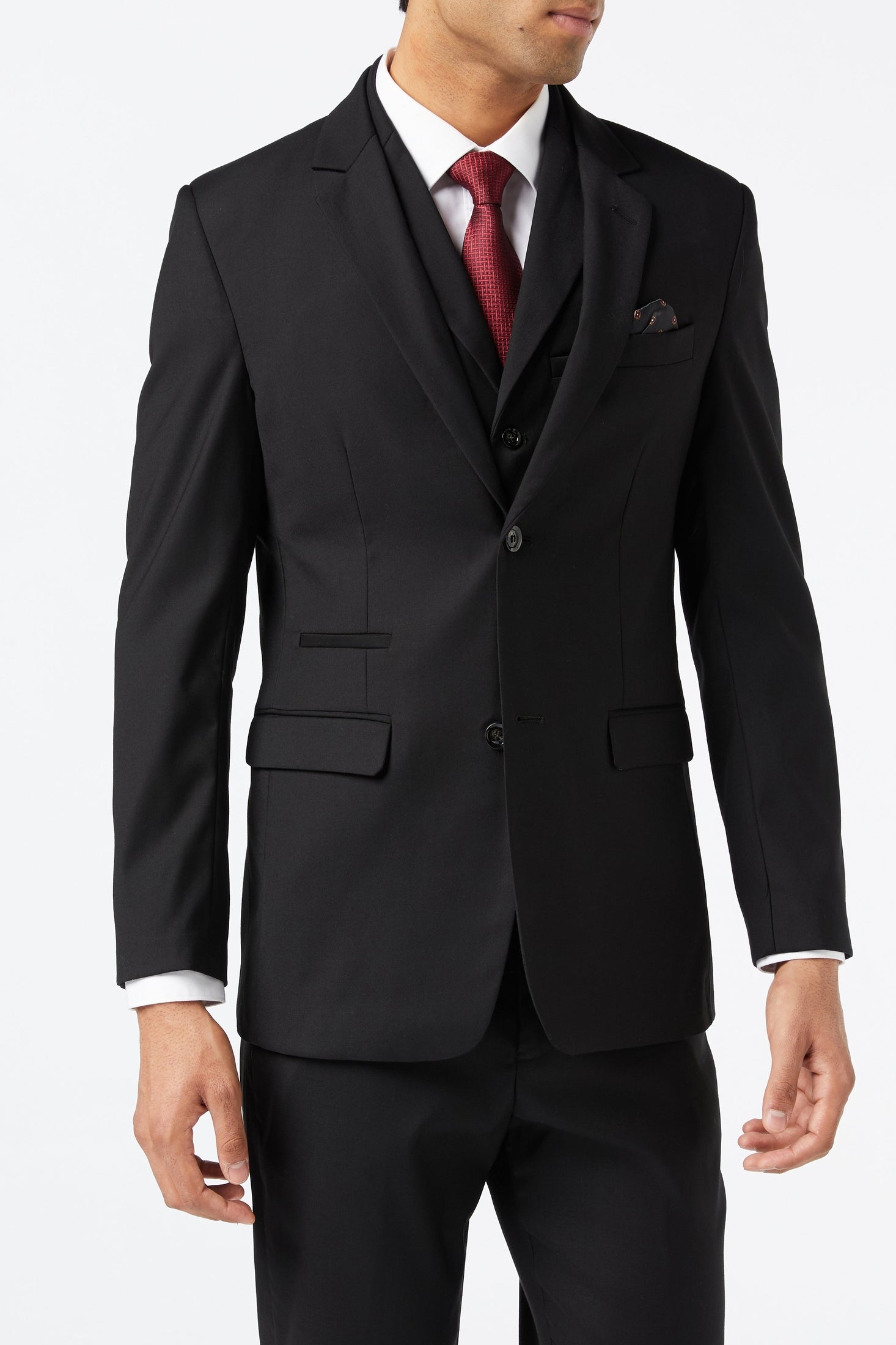 GRAHAM - BLACK SINGLE BREASTED JACKET & WAISTCOAT