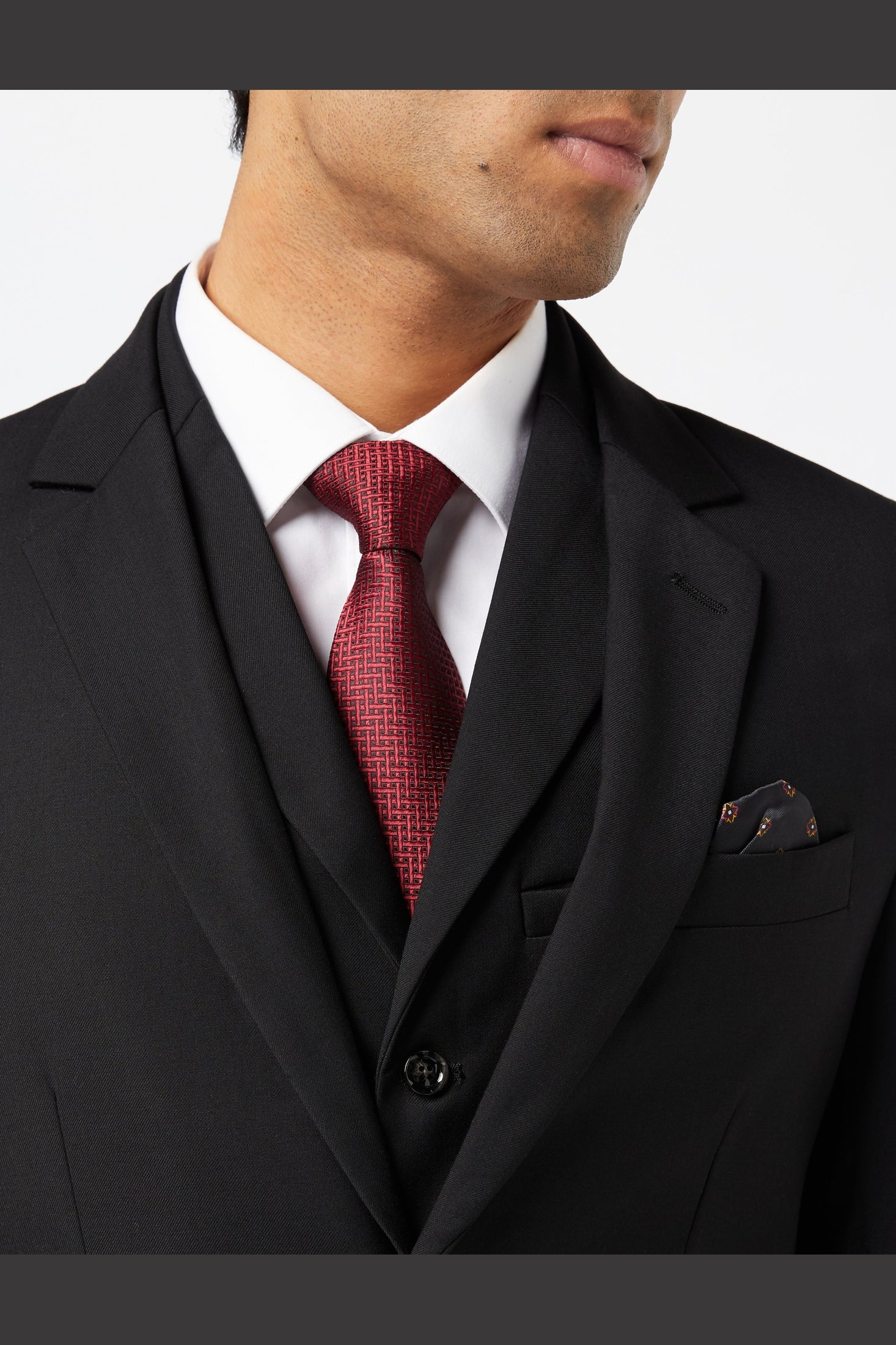 GRAHAM - BLACK SINGLE BREASTED JACKET & WAISTCOAT