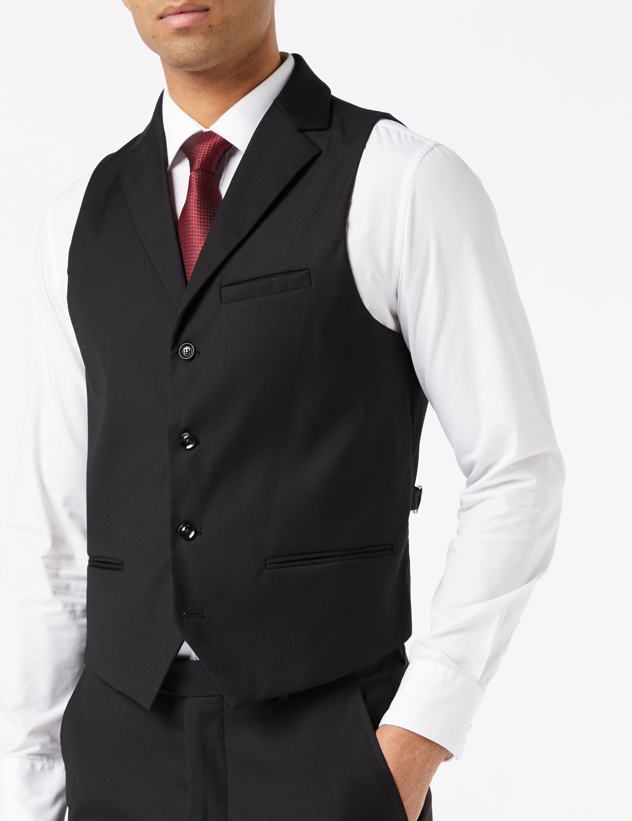 GRAHAM - BLACK SINGLE BREASTED JACKET & WAISTCOAT