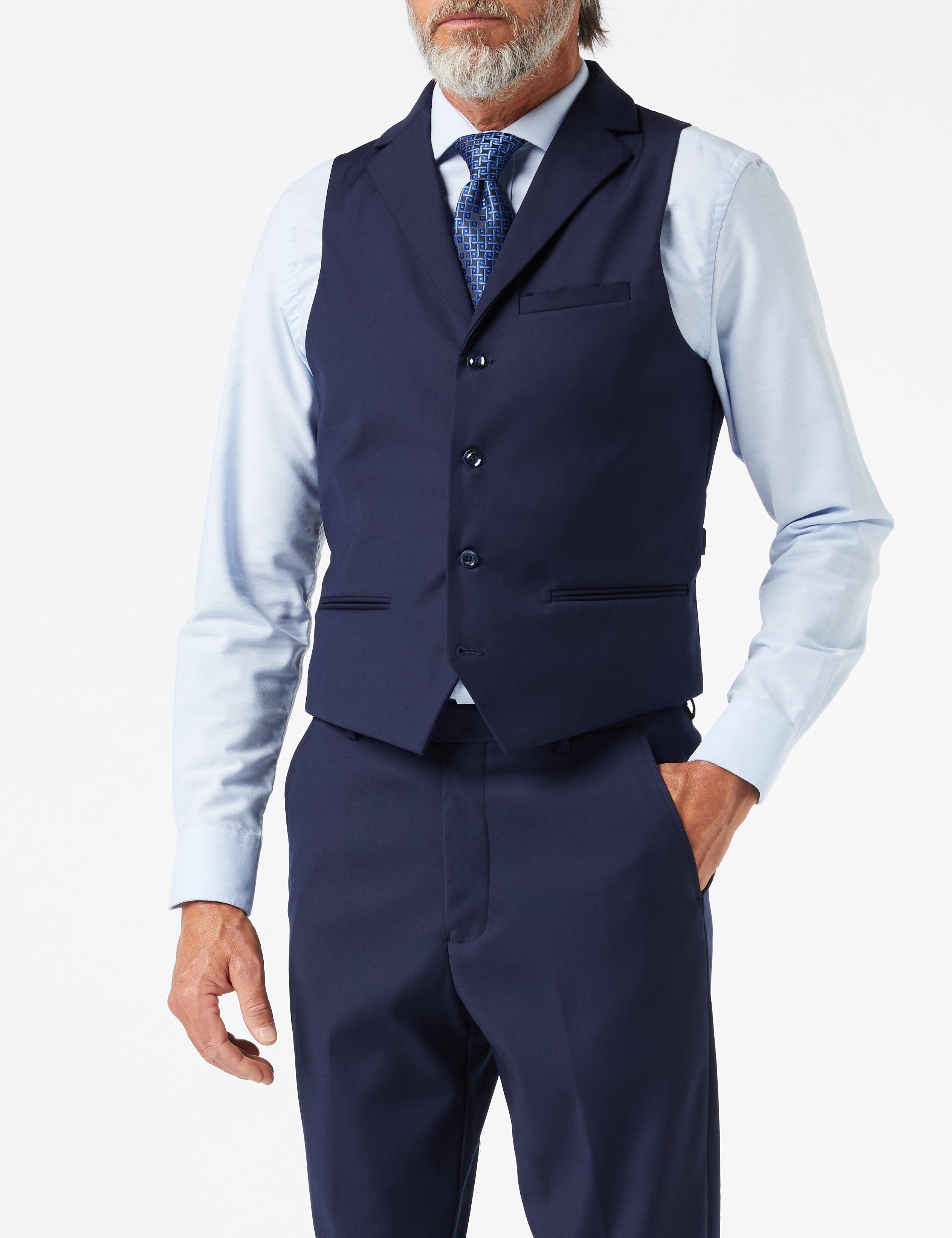 GRAHAM – EINREIHIGE JACKE UND WESTE IN MARINEBLAU
