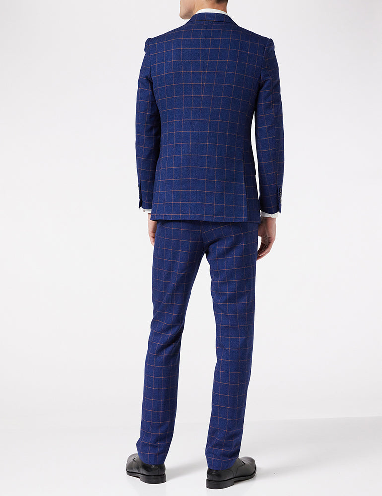 Roger - Orange on Blue Window Check Suit