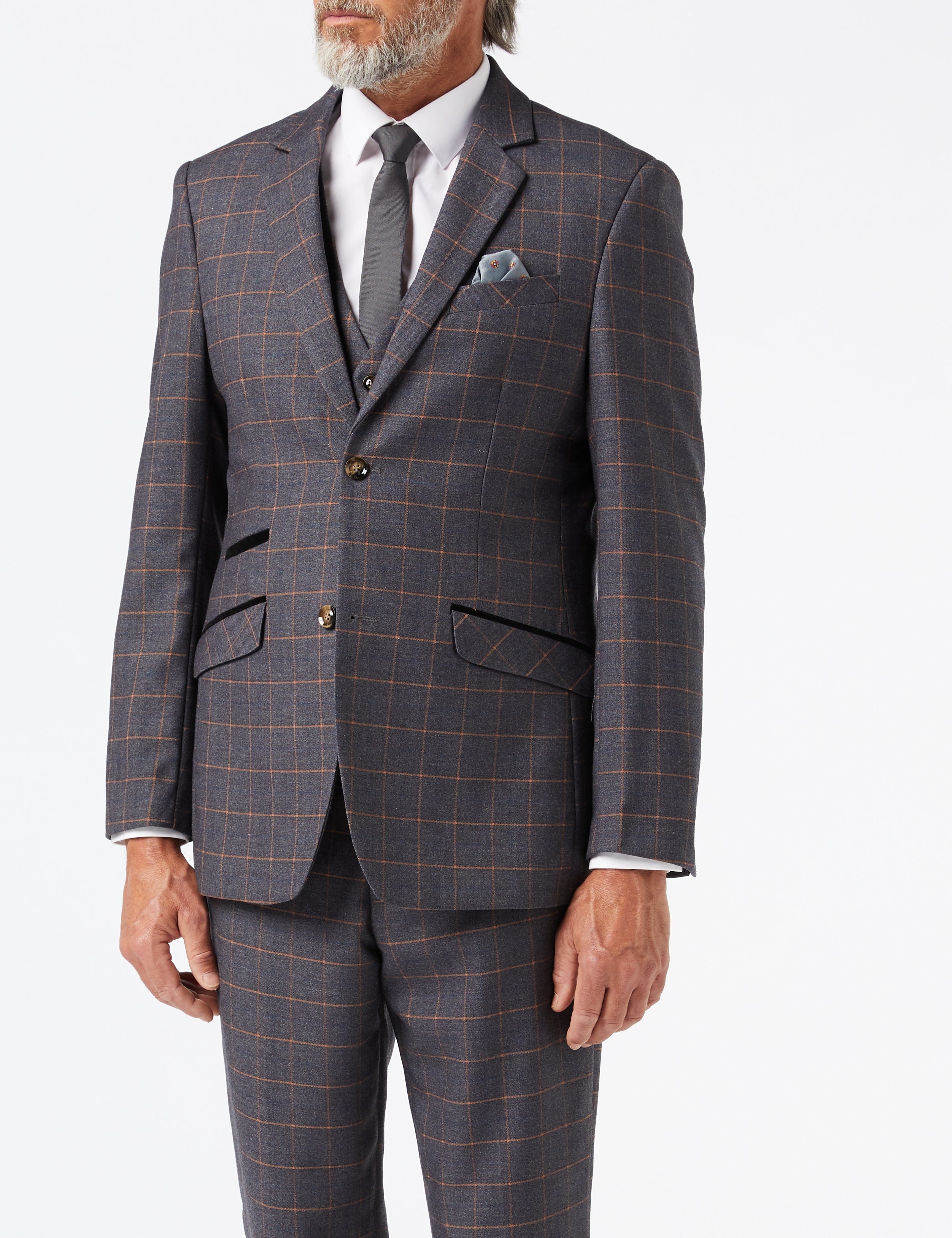 ROGER - GREY CHECK SUIT JACKET & WAISTCOAT