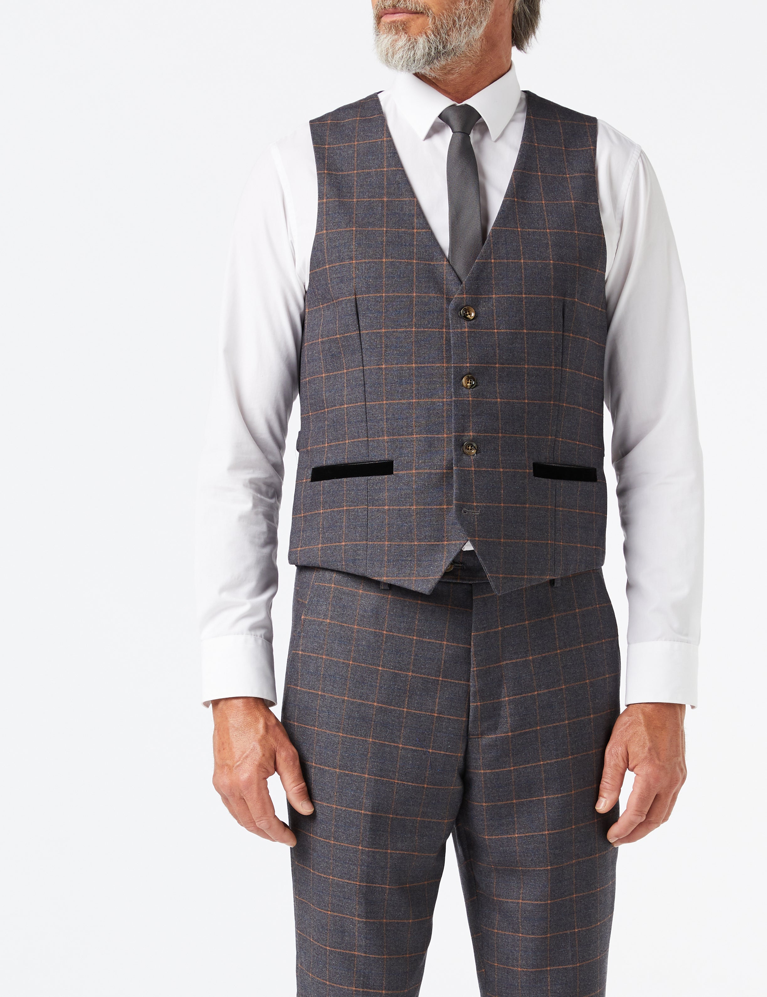 ROGER - GREY CHECK SUIT JACKET & WAISTCOAT