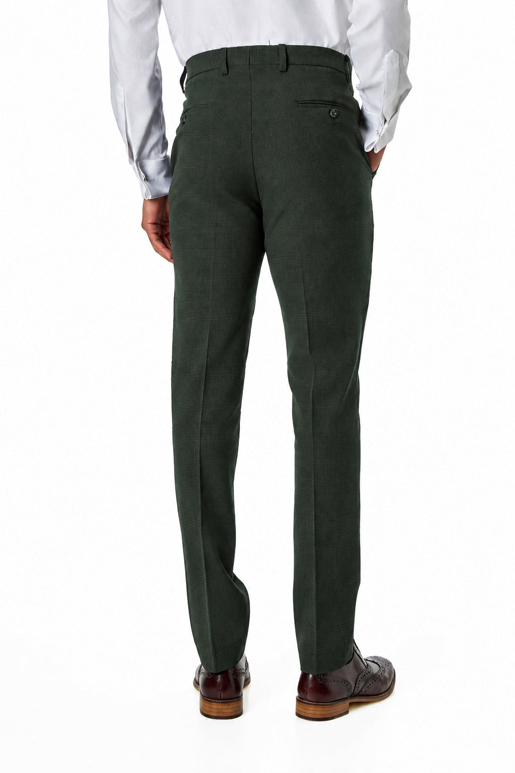 Finley - Men's Olive Green Prince of Wales Check Tailored 3 Piece Suit