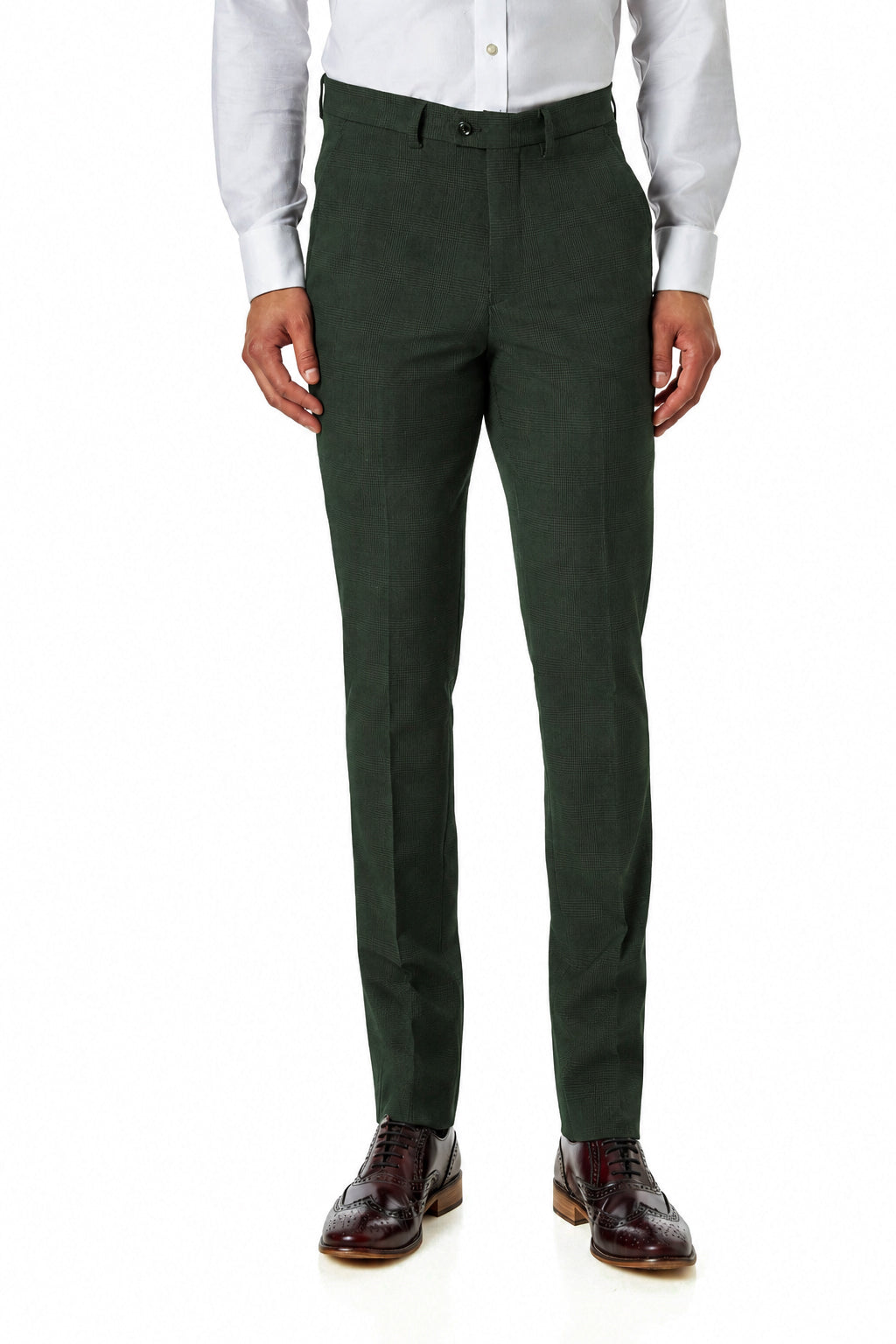 Finley - Men's Olive Green Prince of Wales Check Tailored 3 Piece Suit