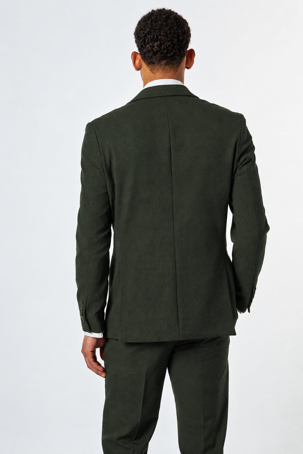 Finley - Men's Olive Green Prince of Wales Check Tailored 3 Piece Suit
