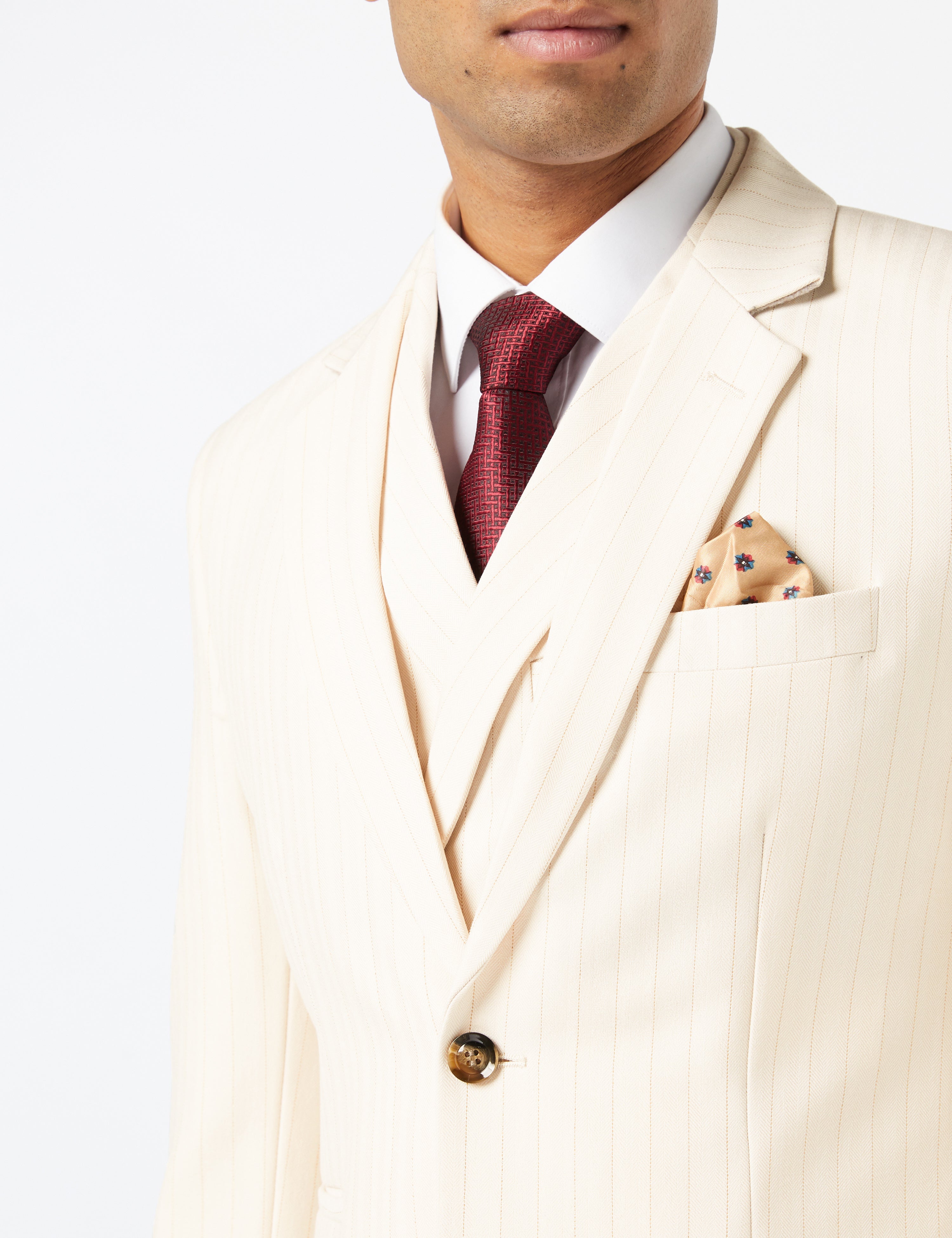 Cream Gold Pinstripe Wedding Jacket