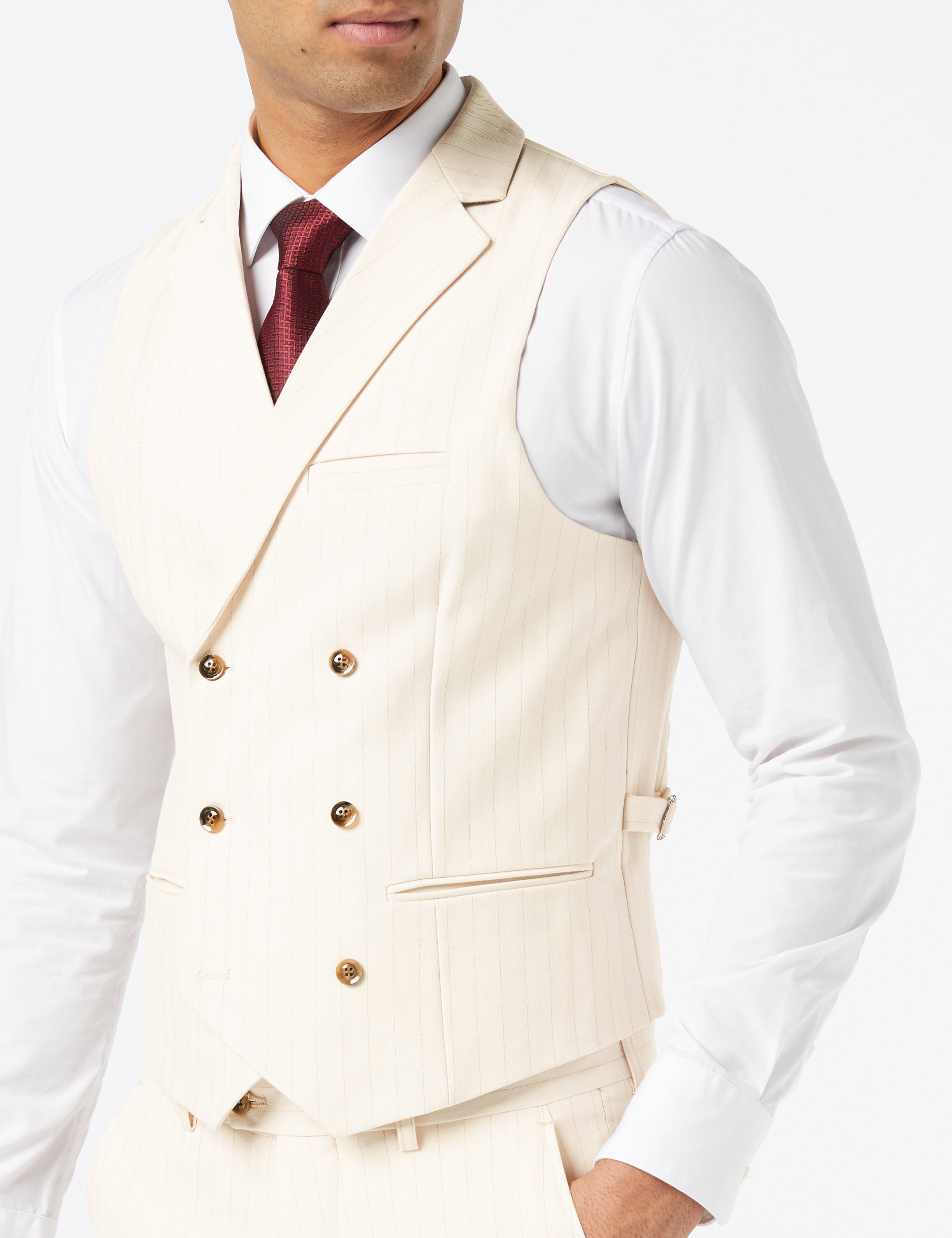 NEIL - IVORY BEIGE GOLD PINSTRIPE SUIT