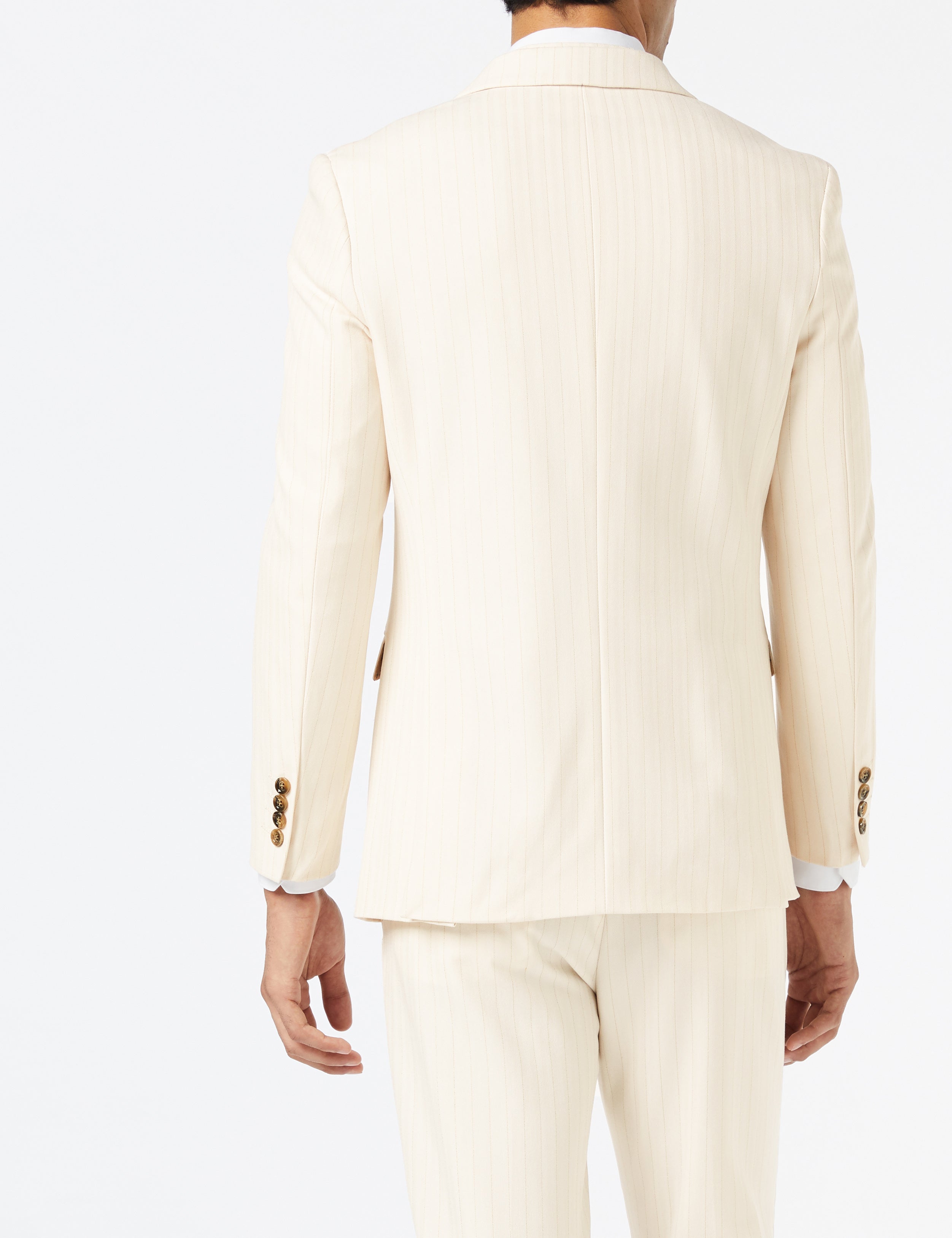 Cream Gold Pinstripe Wedding Jacket