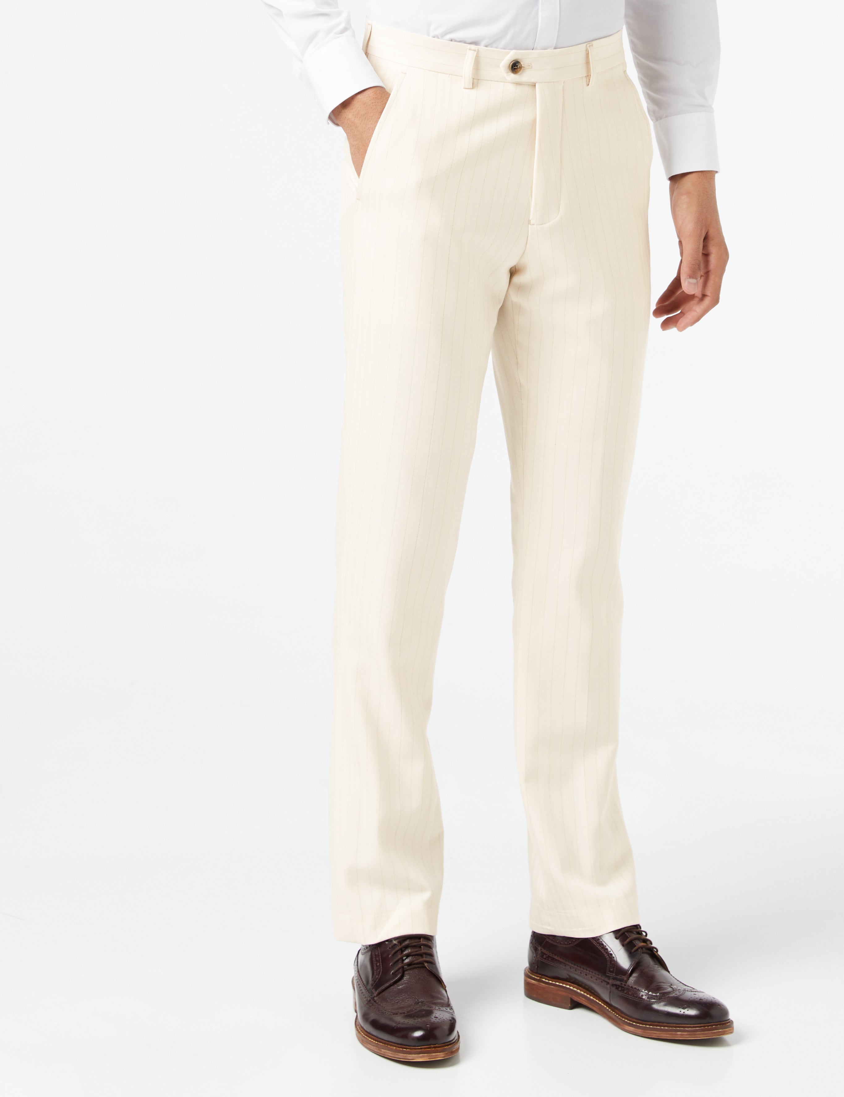 NEIL - IVORY BEIGE GOLD PINSTRIPE SUIT