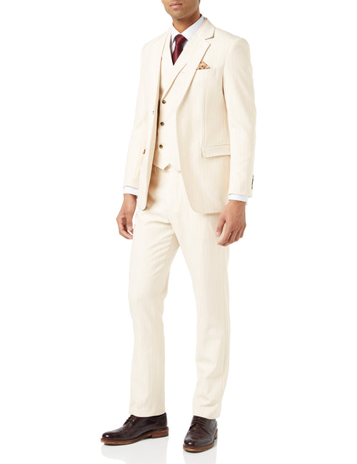 NEIL - IVORY BEIGE GOLD PINSTRIPE SUIT