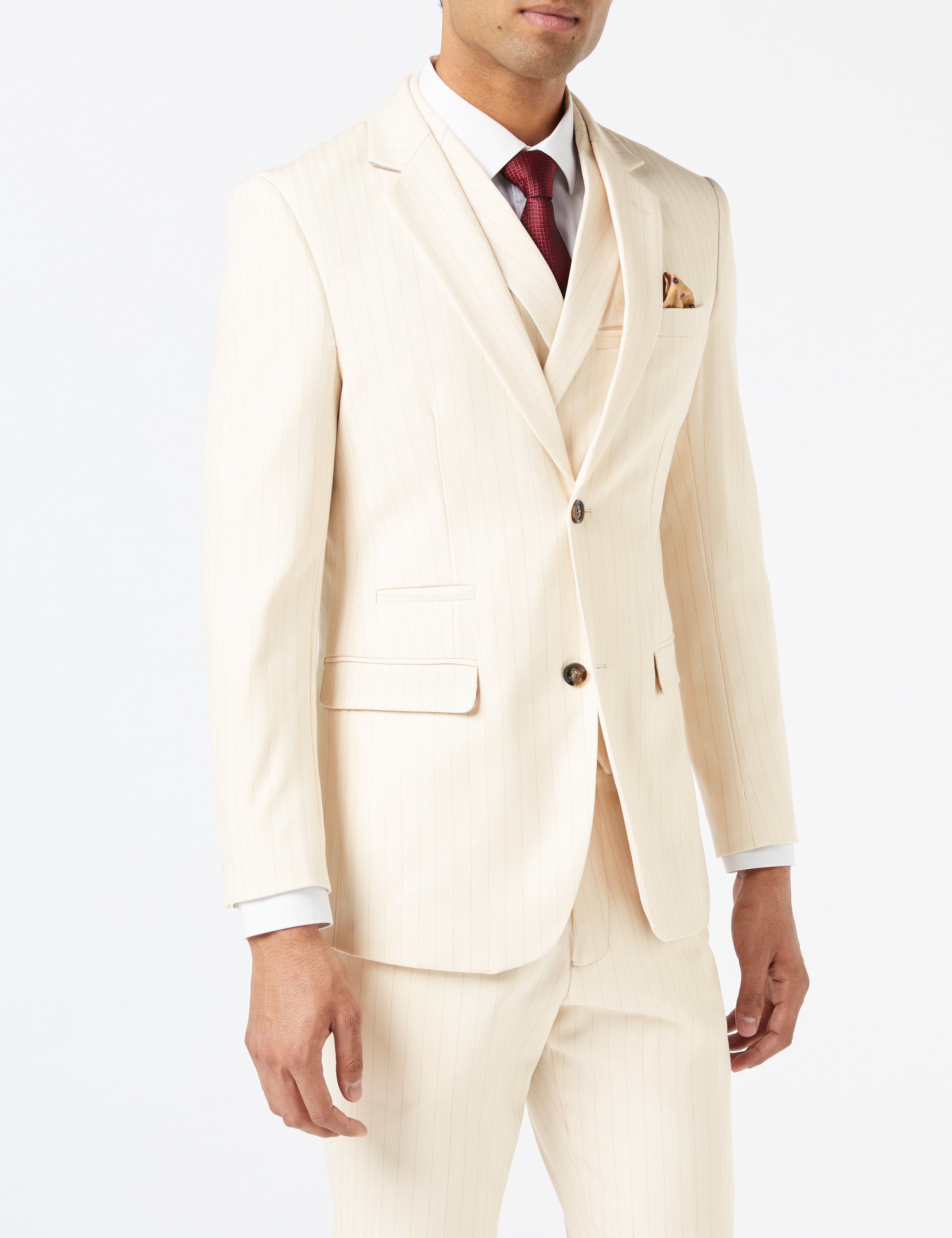 Cream Gold Pinstripe Wedding Jacket